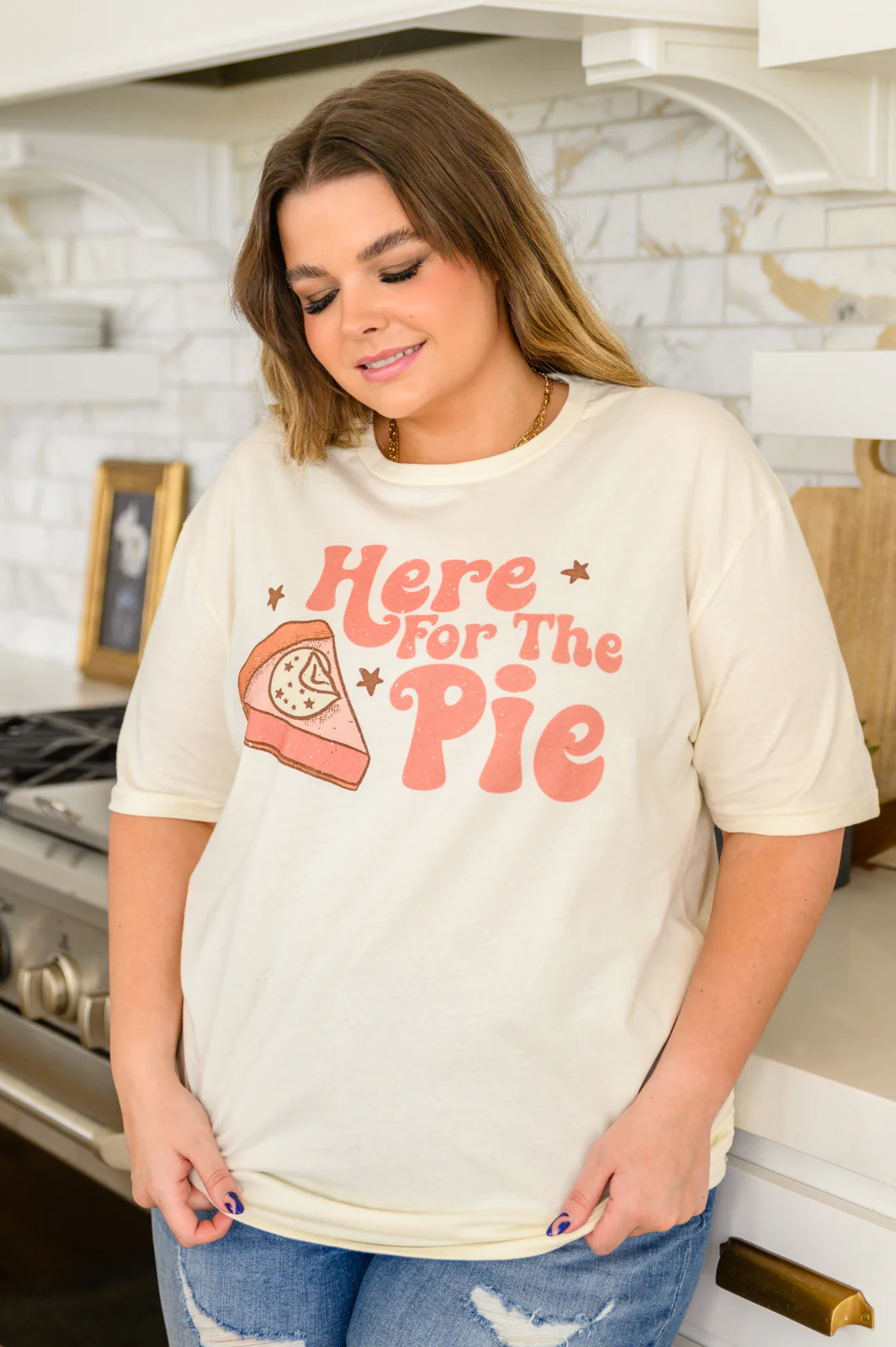 Here For The Pie Graphic T-Shirt In Cream - 10/11/2022 - Image 9
