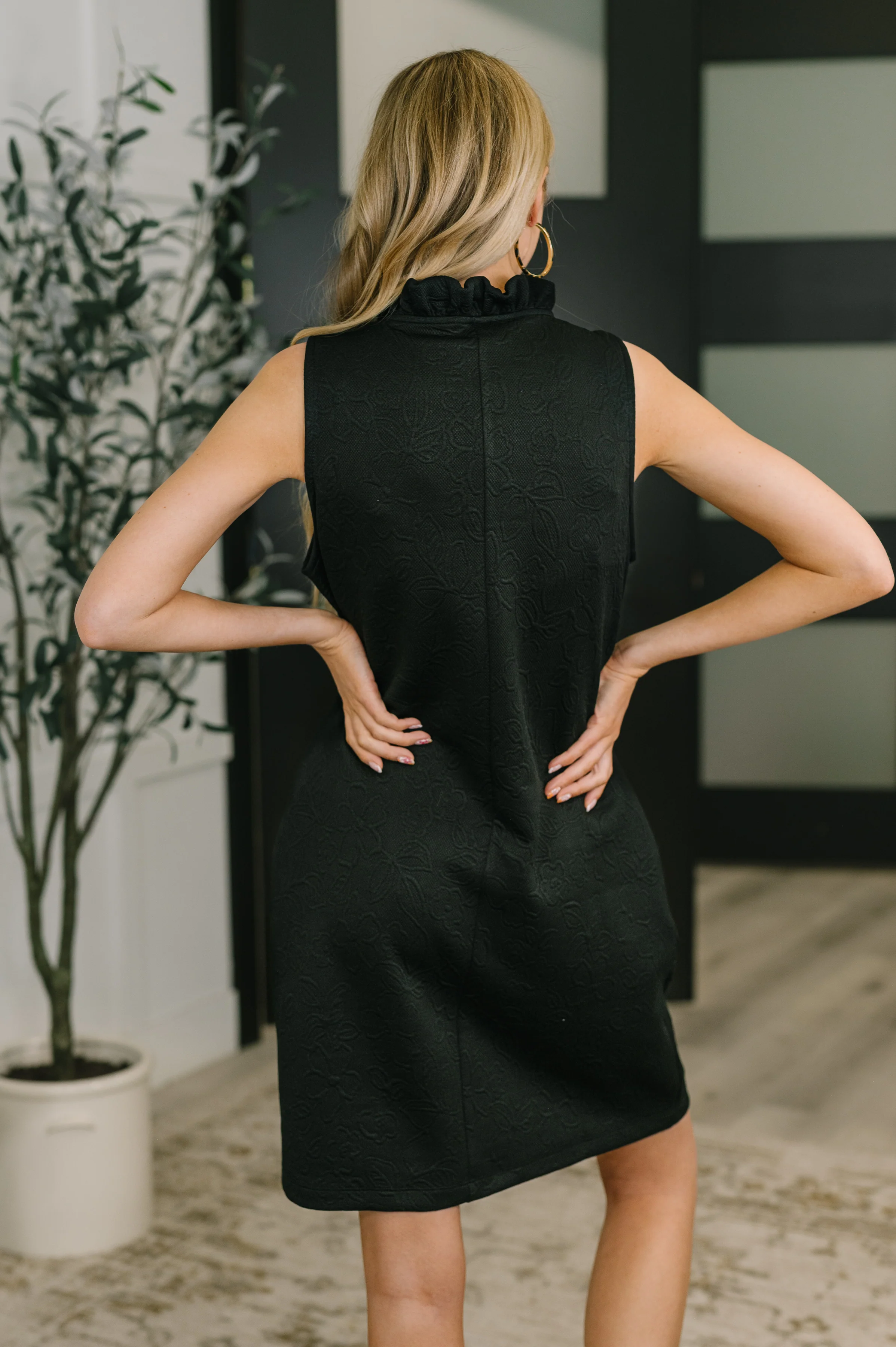 High Tide High Neck Embossed Sleeveless Dress in Black - 3/31/2026 NEW - Image 5