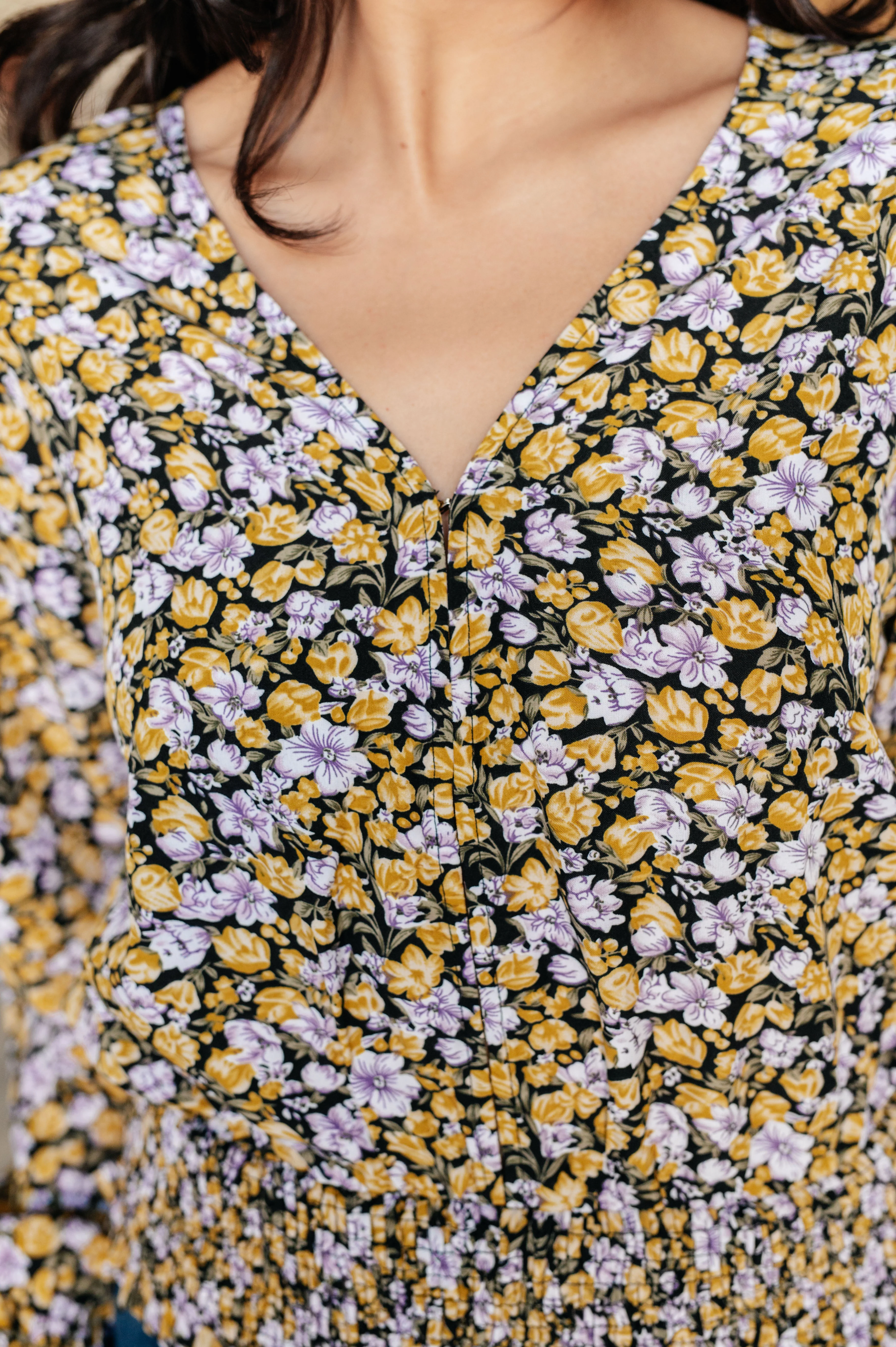 Honey Honey Floral Smocked Blouse in Black - 1/12/2026 - Image 3