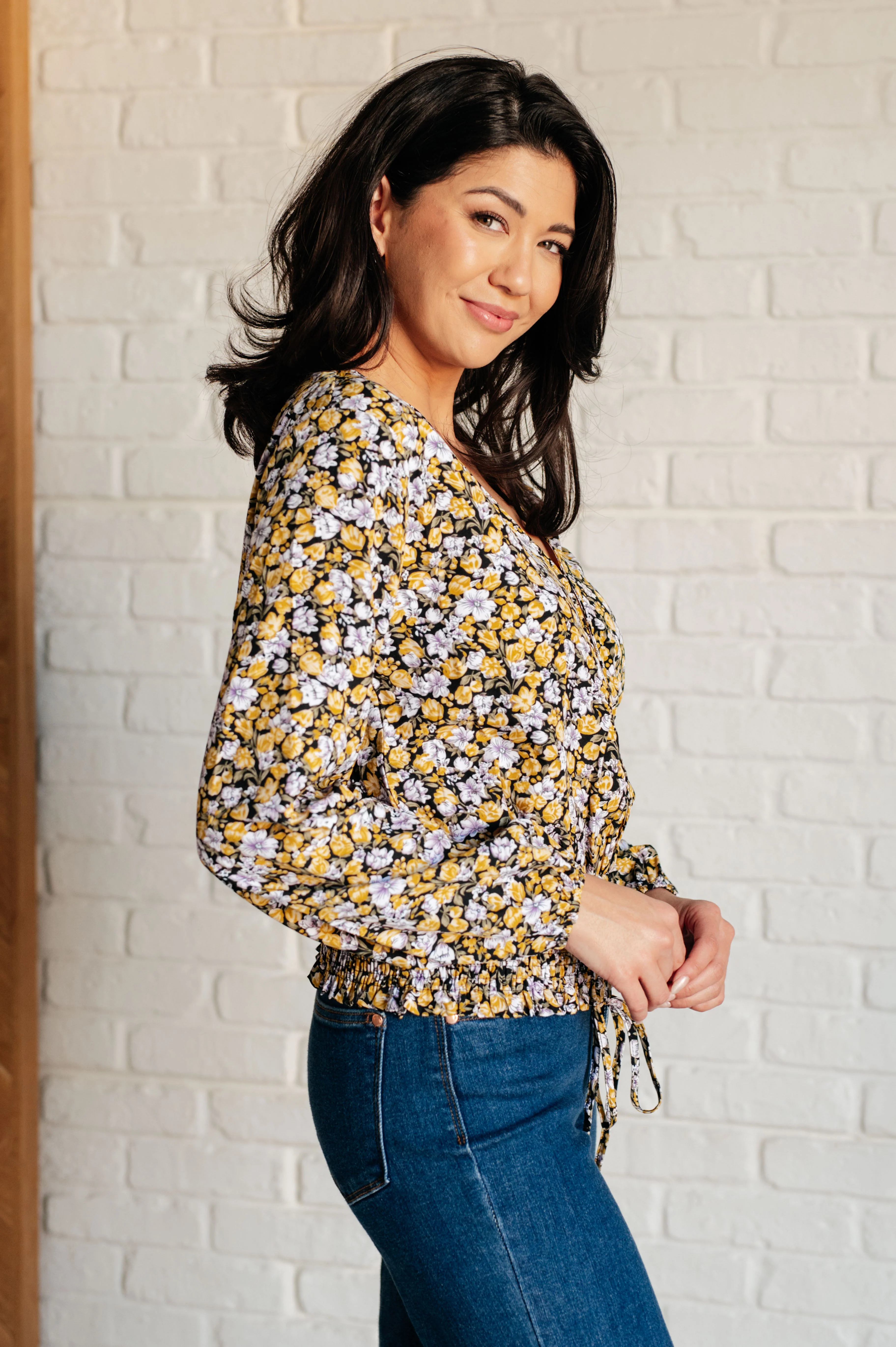 Honey Honey Floral Smocked Blouse in Black - 1/12/2026 - Image 4