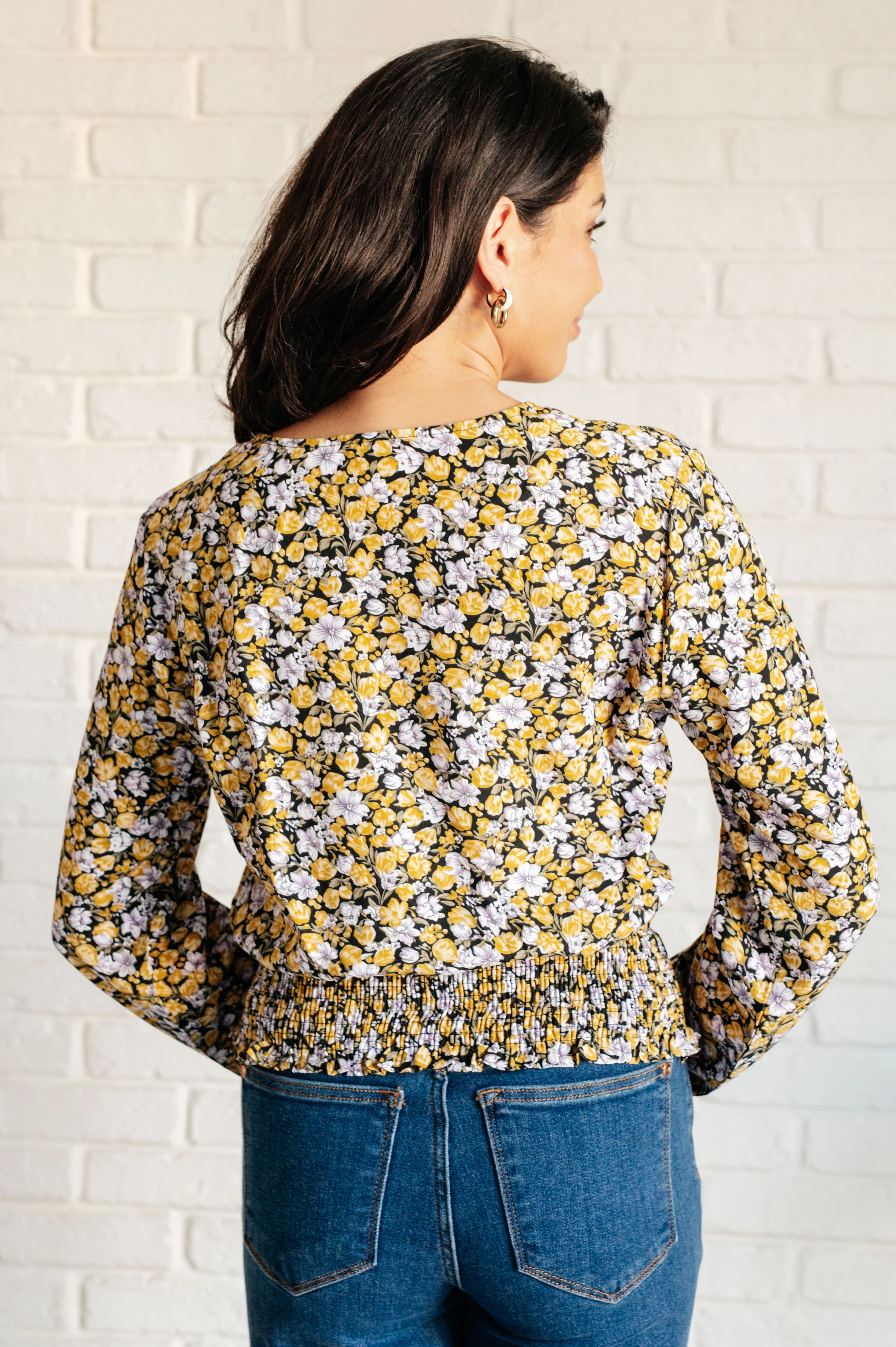 Honey Honey Floral Smocked Blouse in Black - 1/12/2026 - Image 6