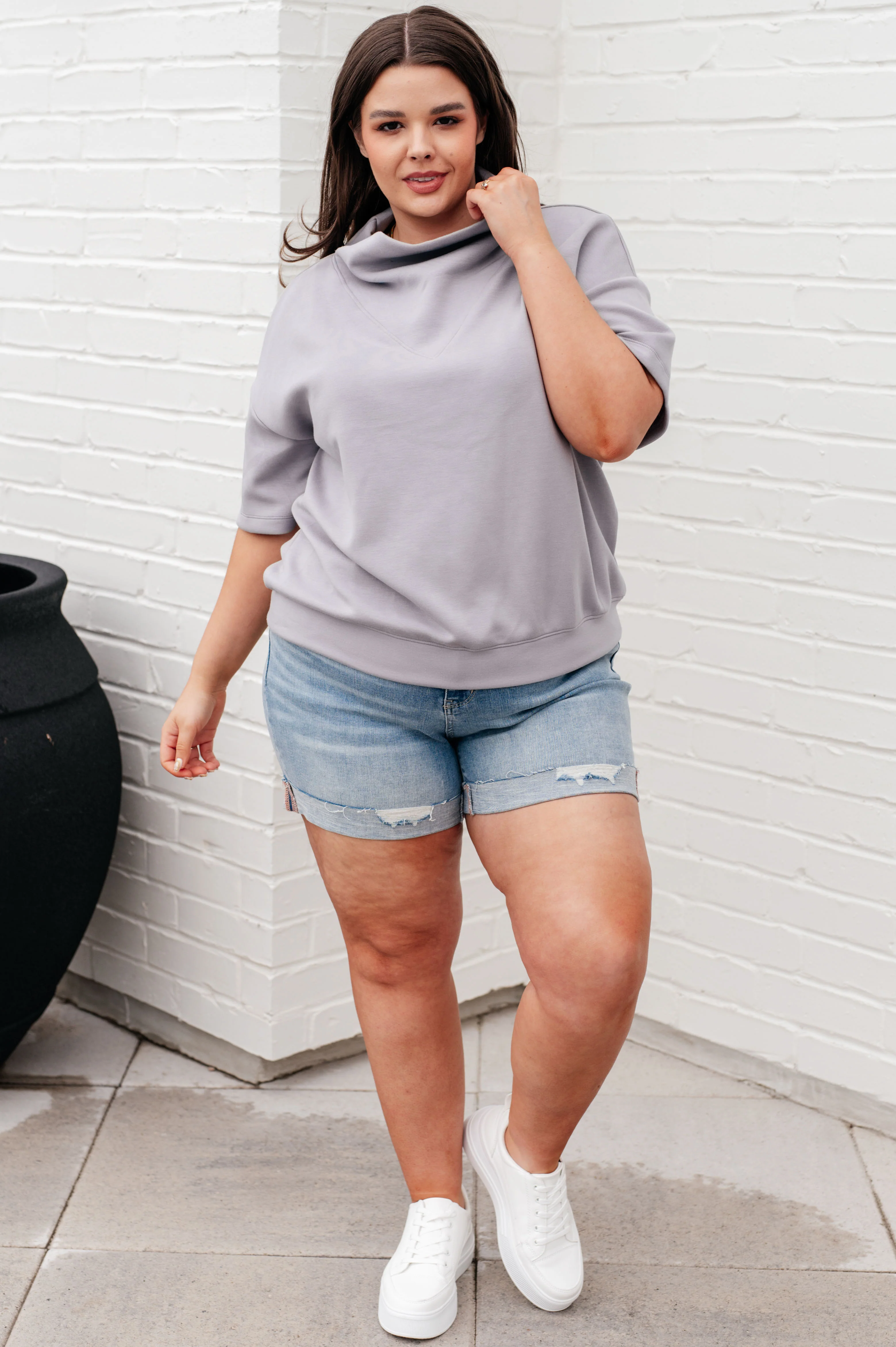 I Just Felt Like It Mock Neck Top in Mystic Grey - 5/15/2024 - Image 3