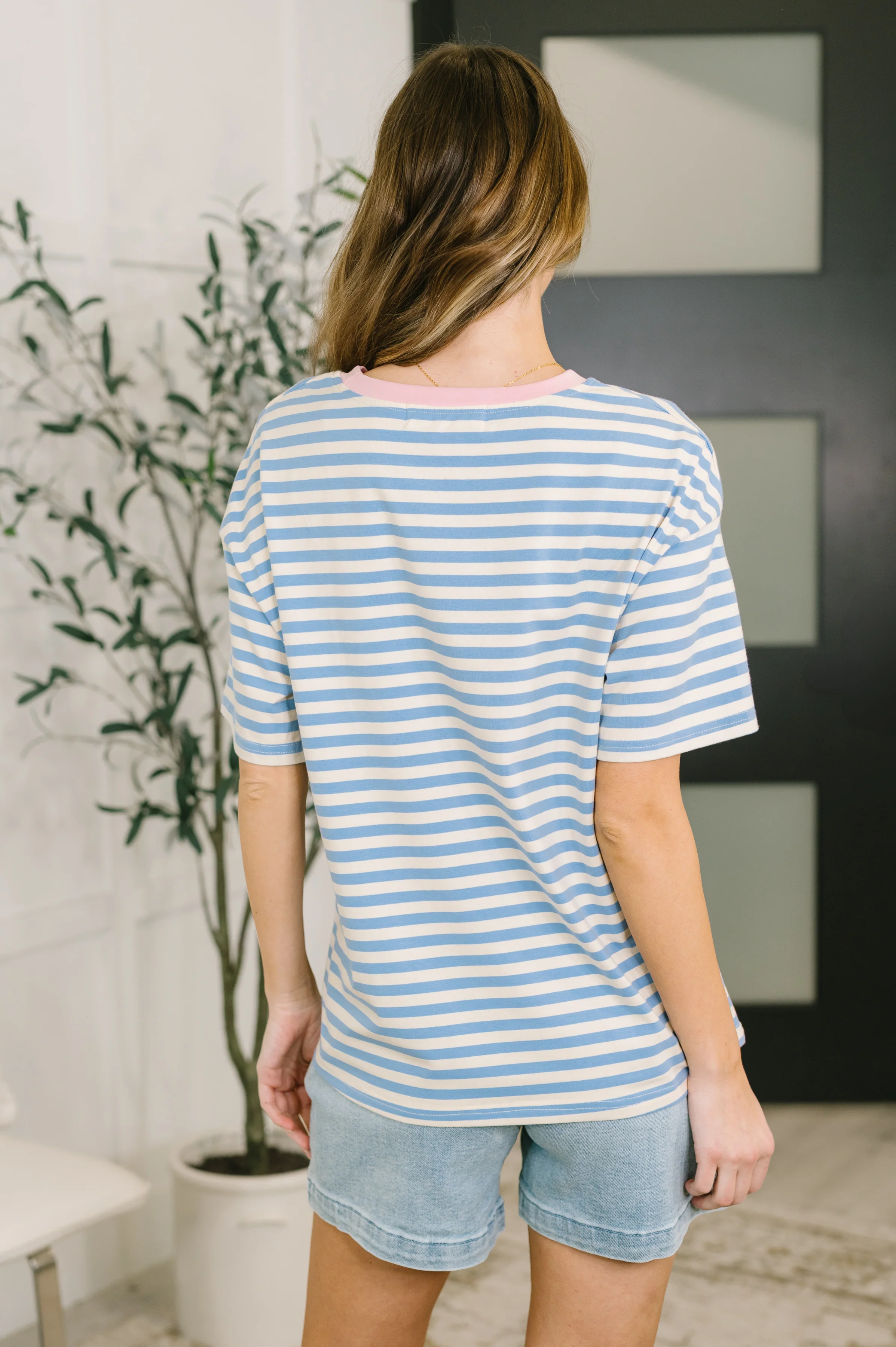 I Think I'm in Love Round Neck Loose Tee in Blue and Pink - 3/27/2026 NEW - Image 5