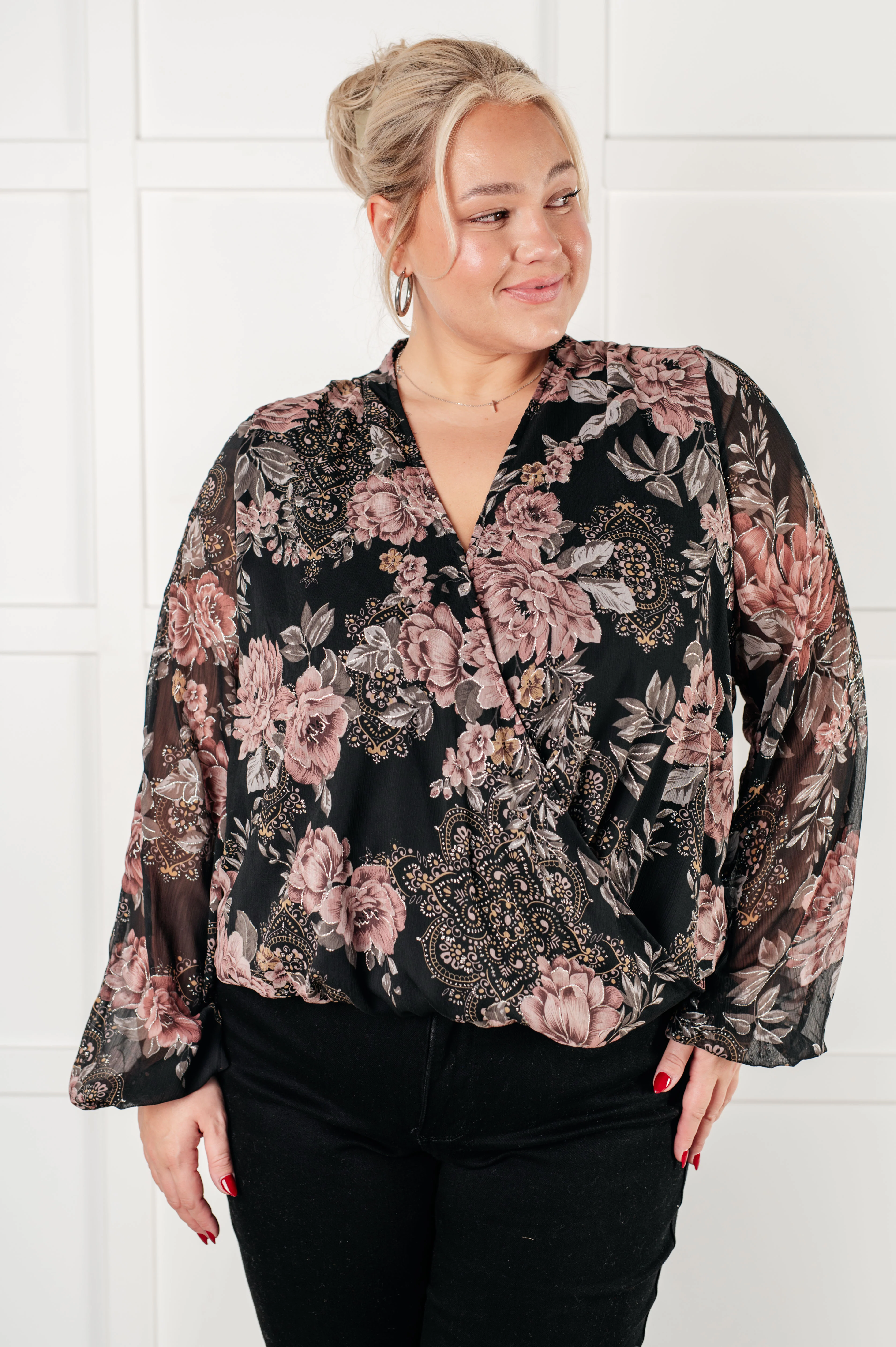 I Wish We Had it All Surplice Floral Blouse - 1/1/2026 - Image 3