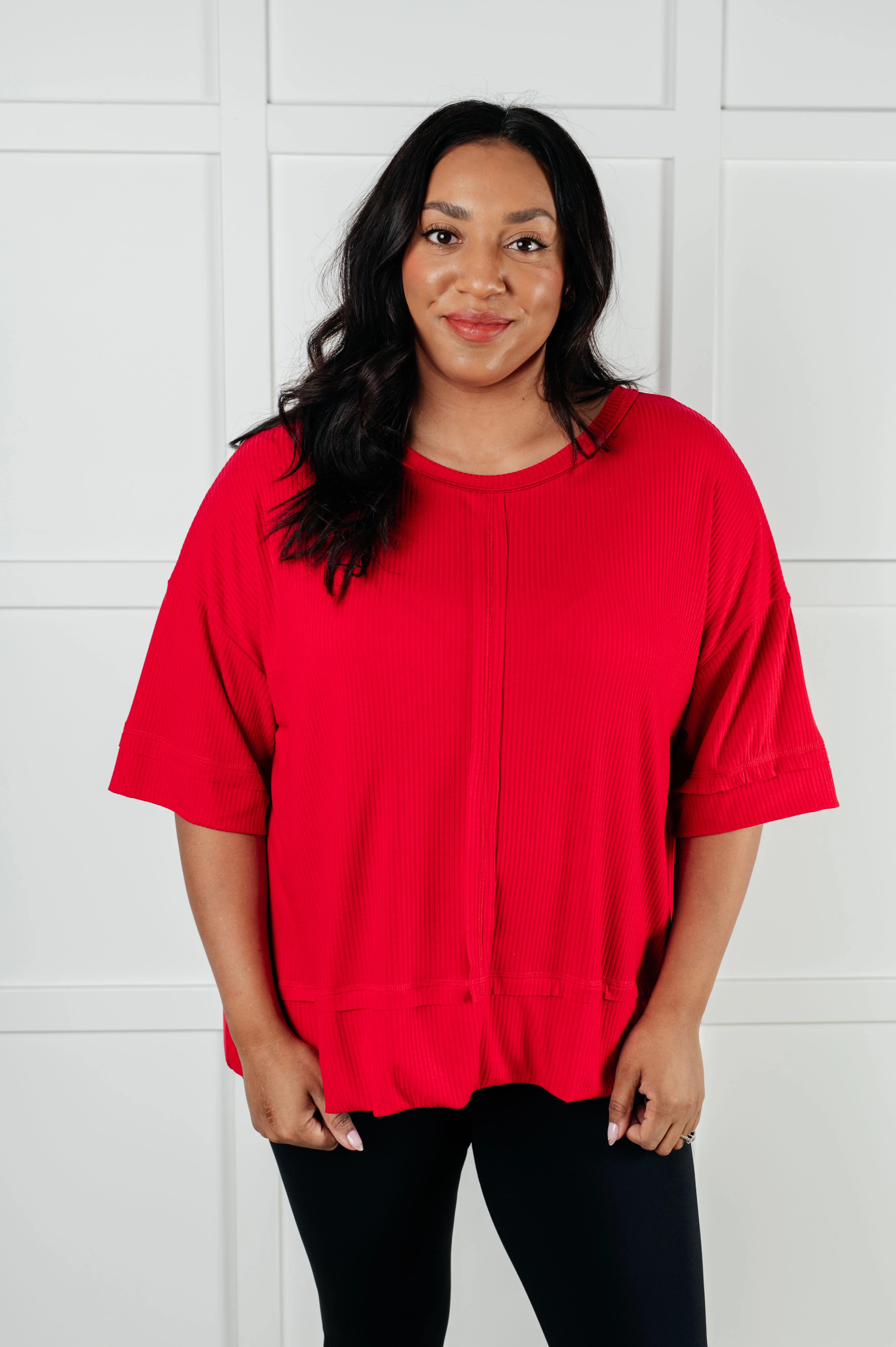 I'll Never Forget Ribbed Dolman Sleeve Top in Red - 1/14/2025 - Image 2
