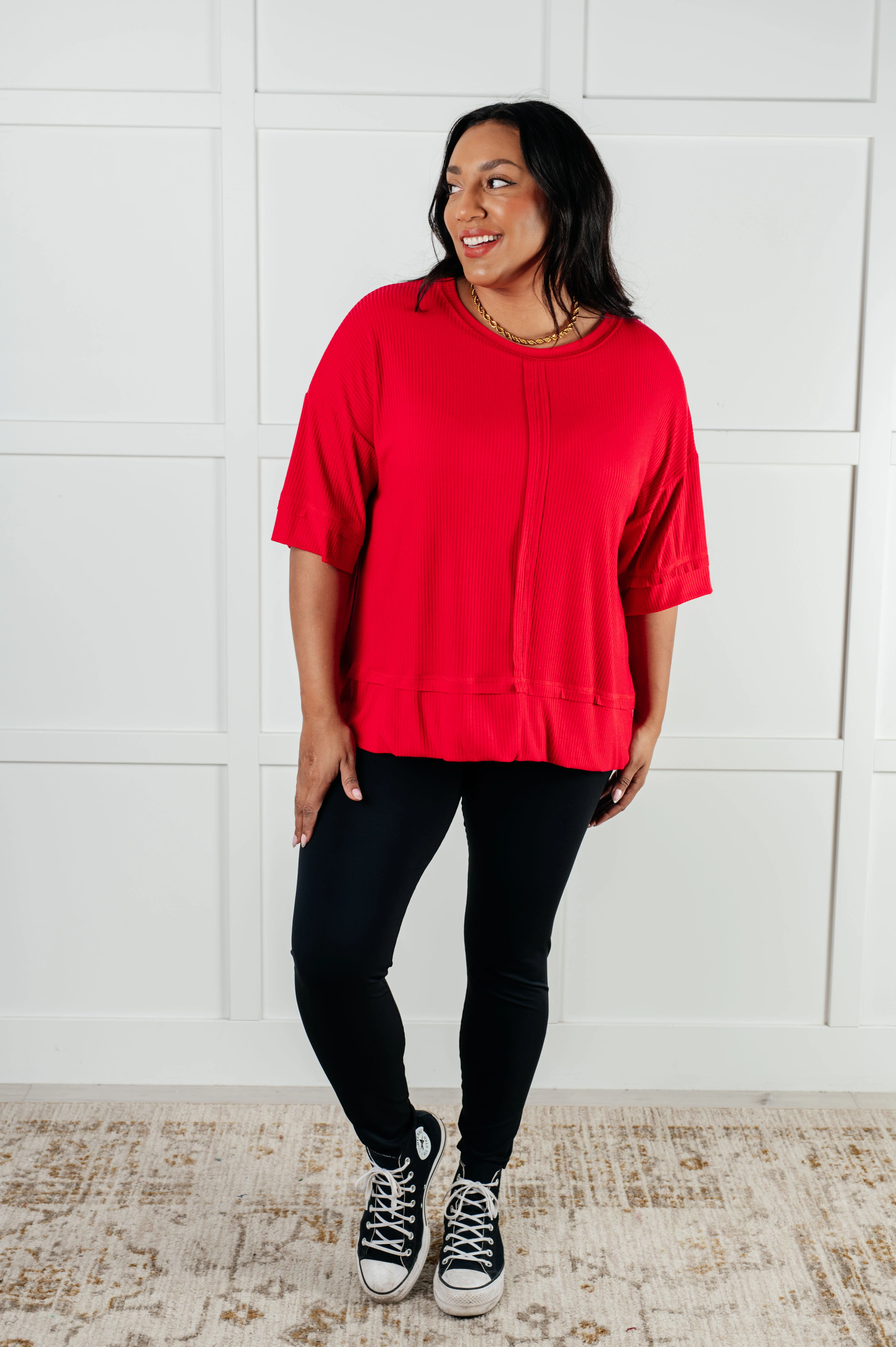 I'll Never Forget Ribbed Dolman Sleeve Top in Red - 1/14/2025 - Image 3