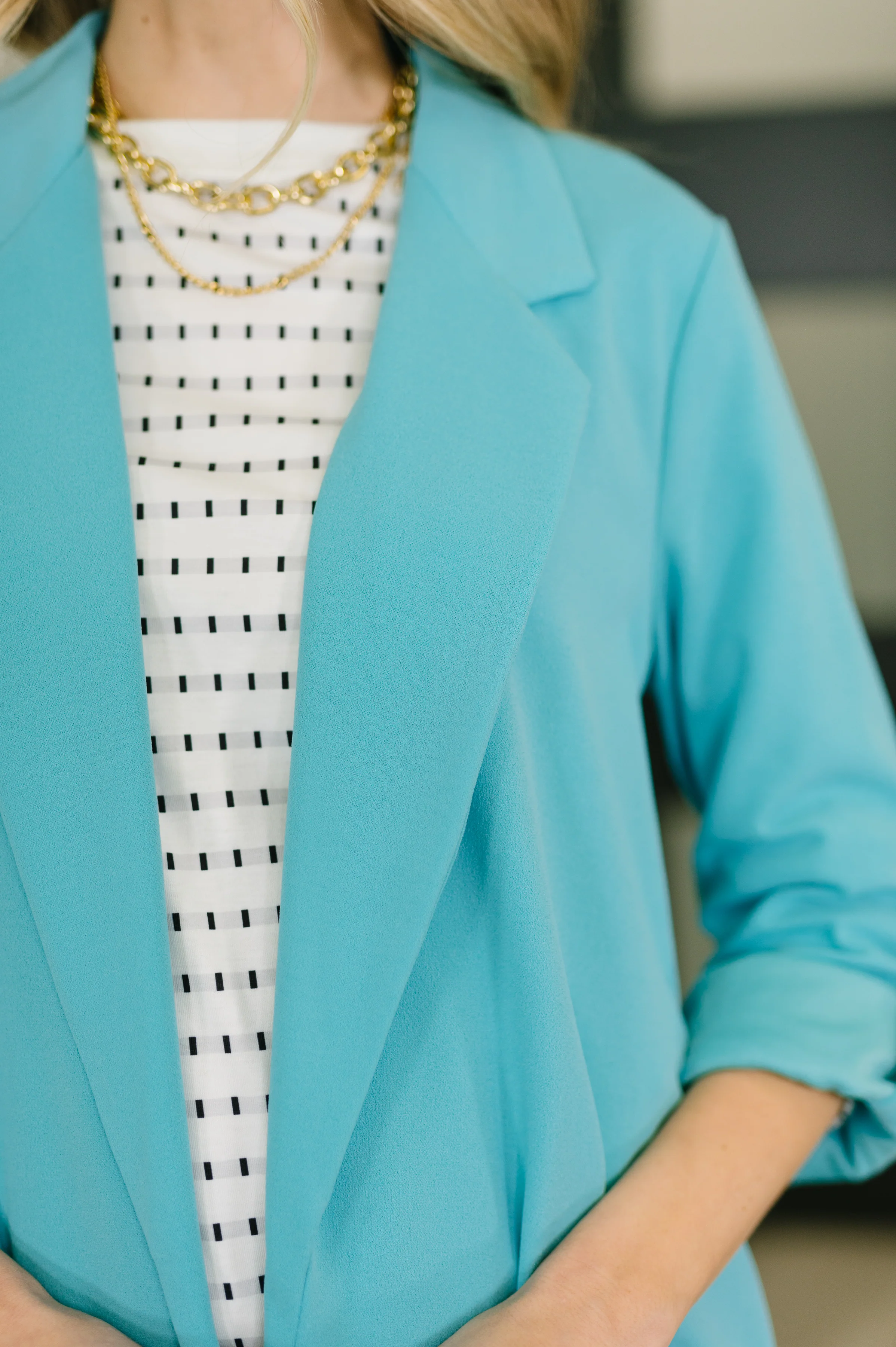 I'm Really That Gal Open Front Blazer in Aqua - 3/2/2026 - Image 2