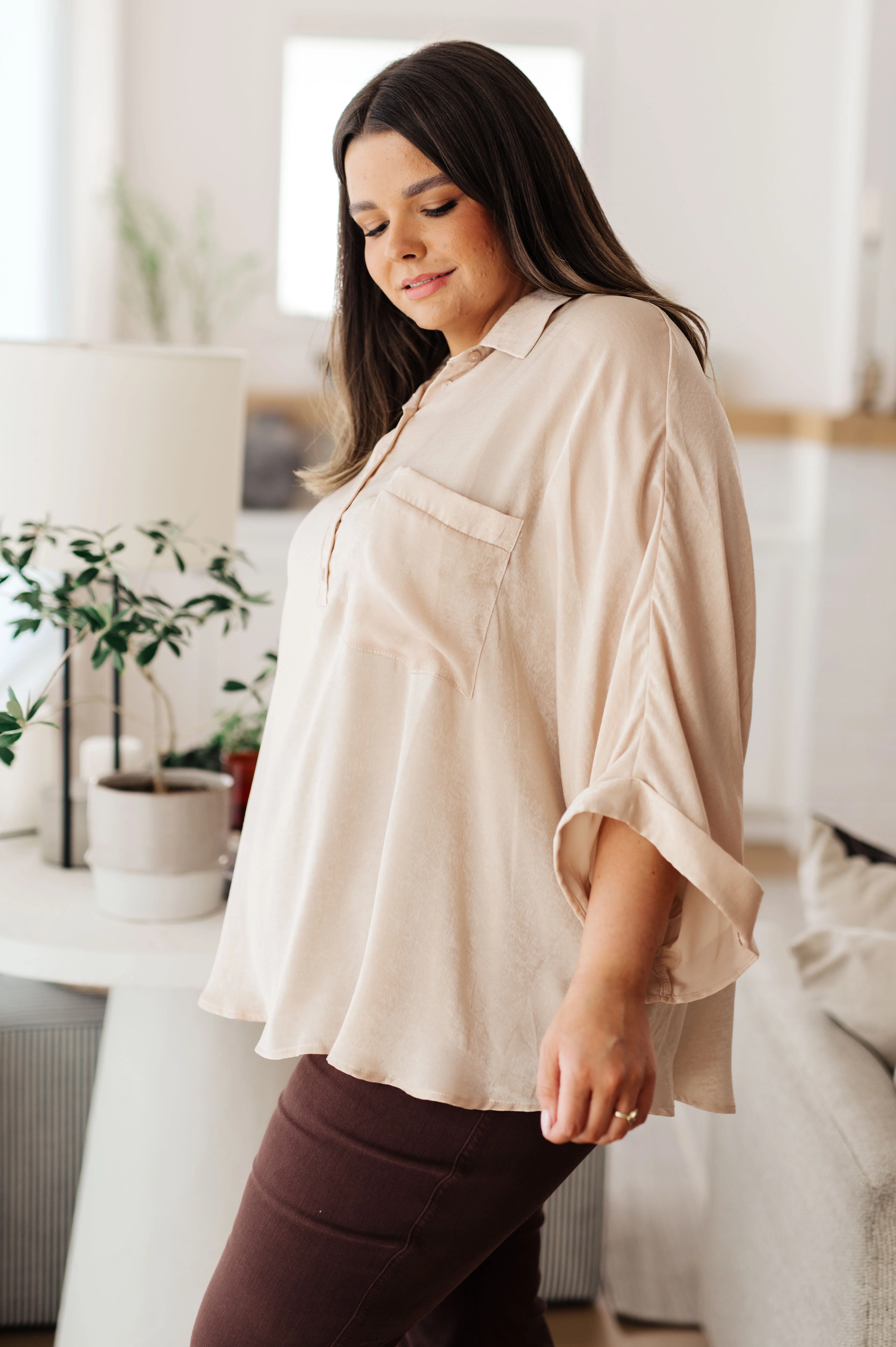 In Your Thoughts Oversized Dolman Sleeve Top in Champagne - 9/29/2025 - Image 8