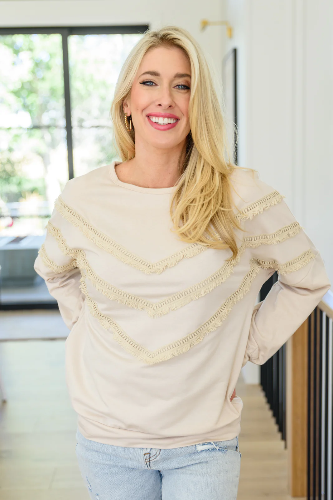 Into The Fringe Top in Beige - 10/21/2021