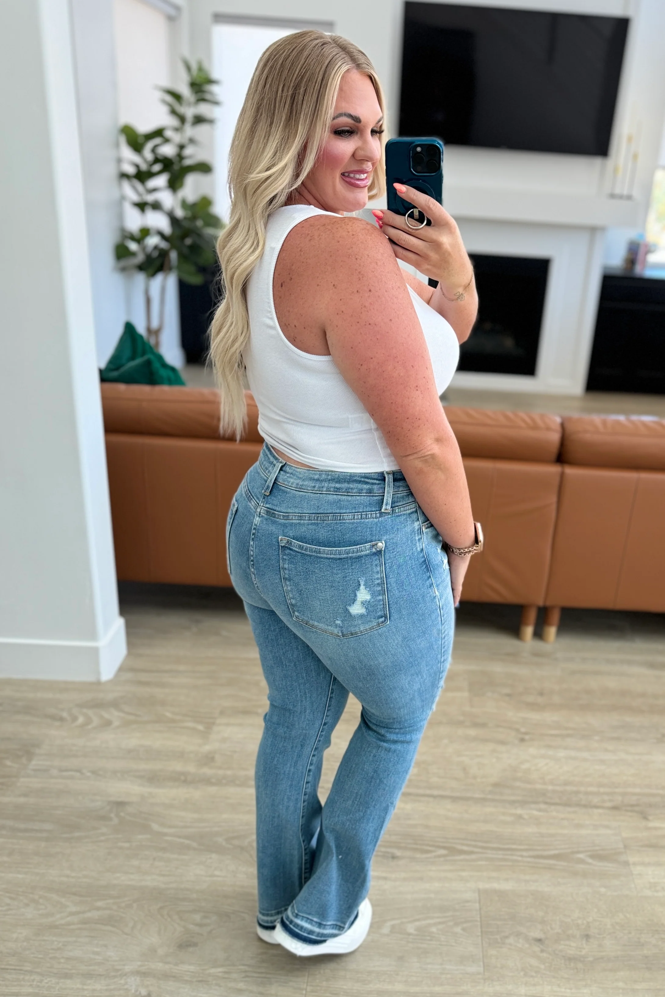 Isla Mid Rise Distressed Released Hem Bootcut Jeans - 7/17/2025 - Image 14
