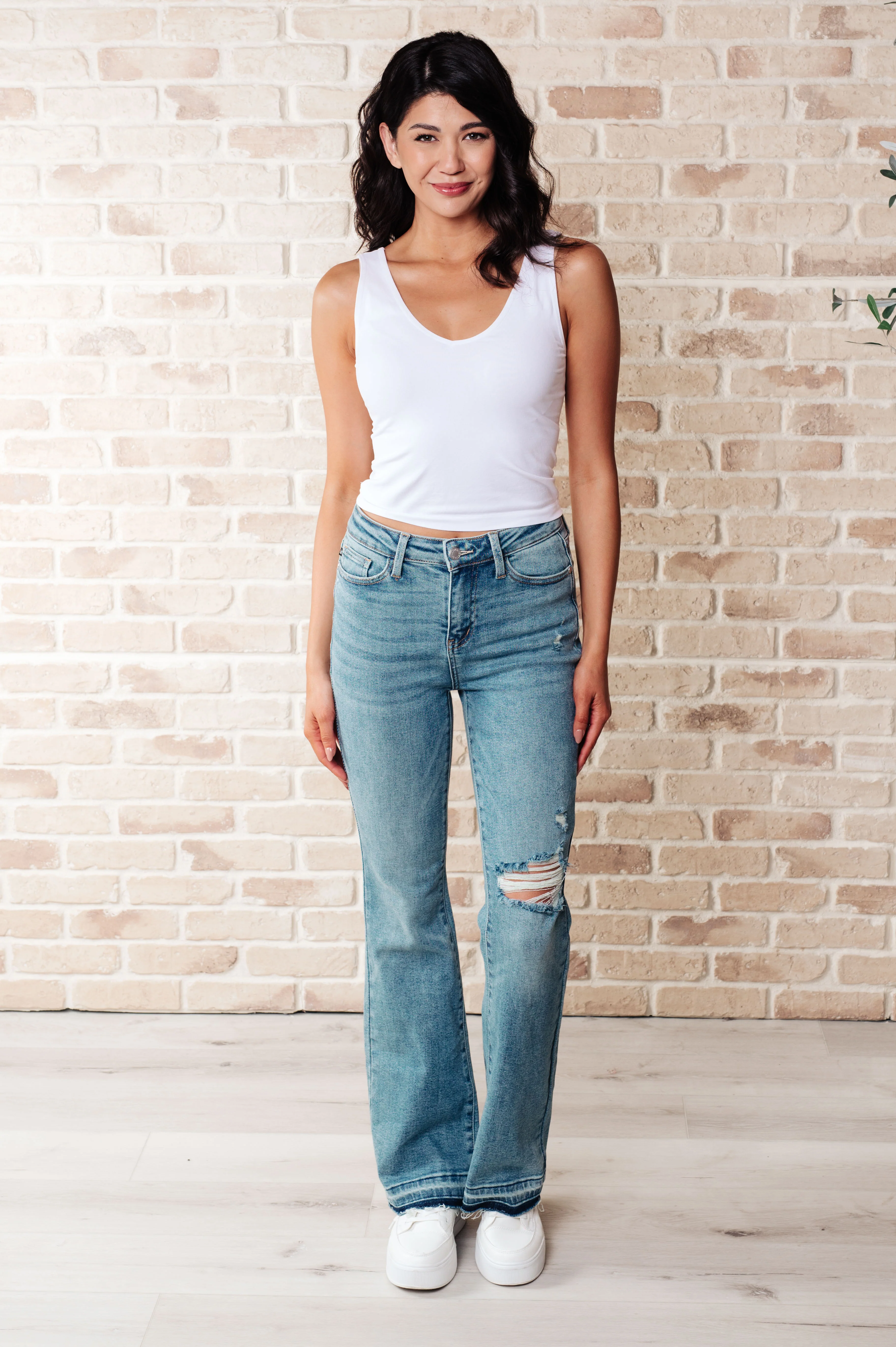 Isla Mid Rise Distressed Released Hem Bootcut Jeans - 7/17/2025 - Image 3