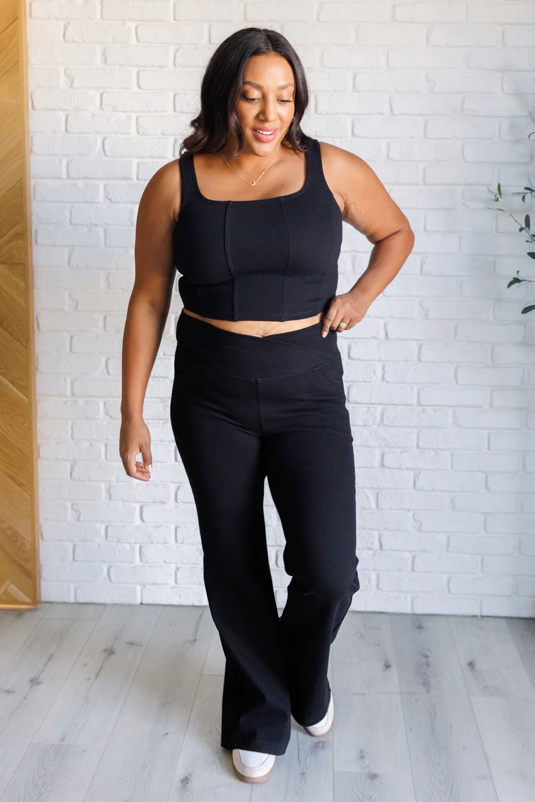 It's All About the Balance Twill Square Neck Crop Top in Black - 9/19/2024 - Image 3