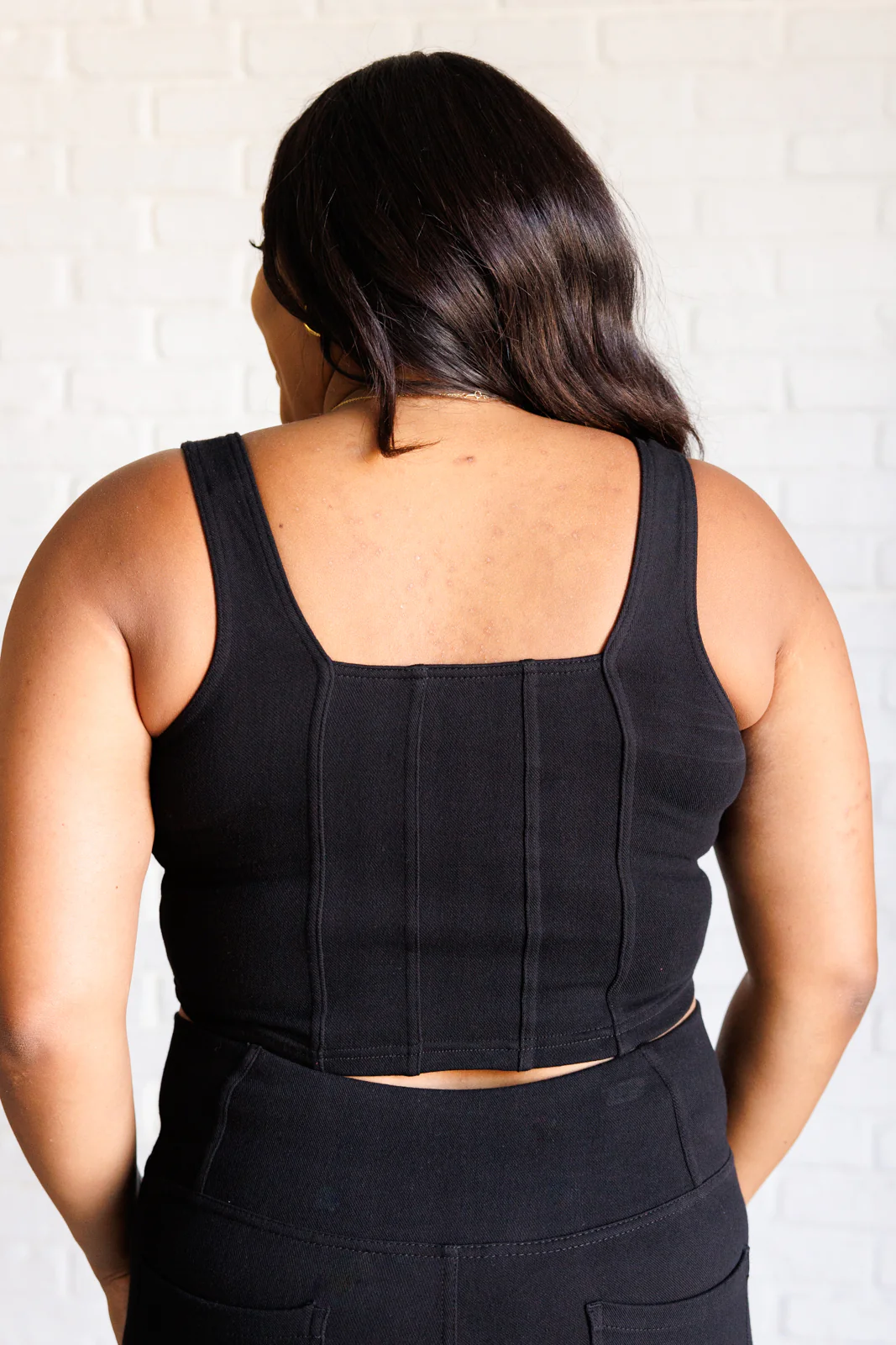 It's All About the Balance Twill Square Neck Crop Top in Black - 9/19/2024 - Image 7