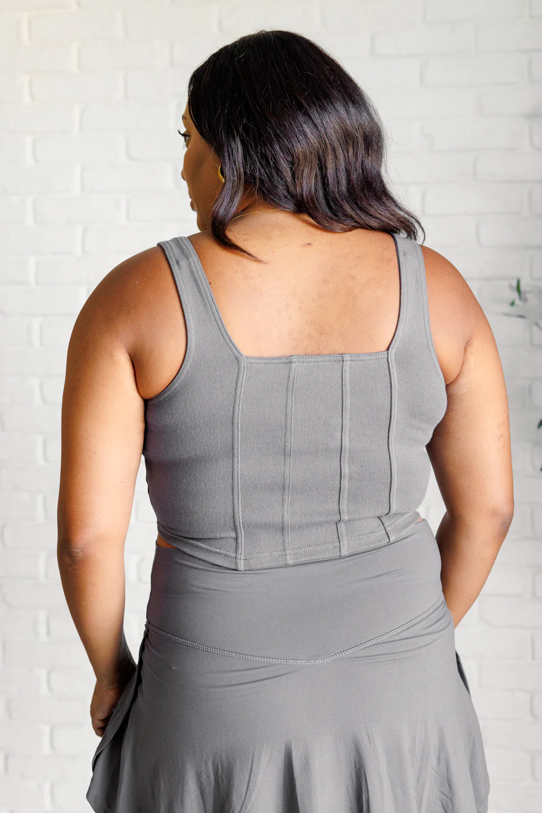 It's All About the Balance Twill Square Neck Crop Top in Titanium - 9/19/2024 - Image 8