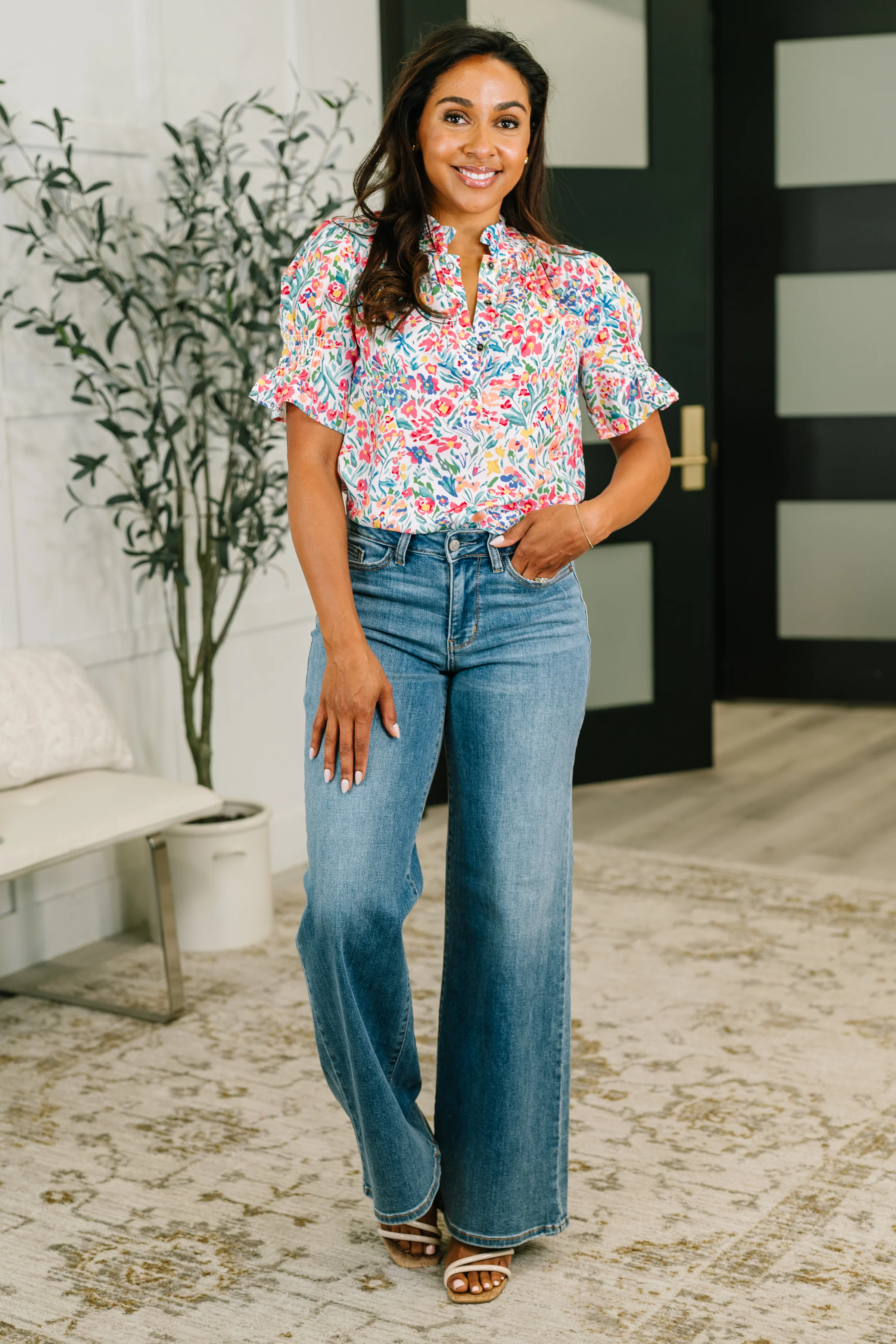 It's Been a Day Split Neck Blouse - 6/23/2026 NEW - Image 3