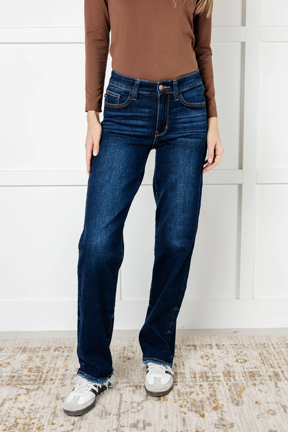 Jacqueline Mid Rise Frayed Hem Straight Leg Jean - 12/18/2024 - Image 4