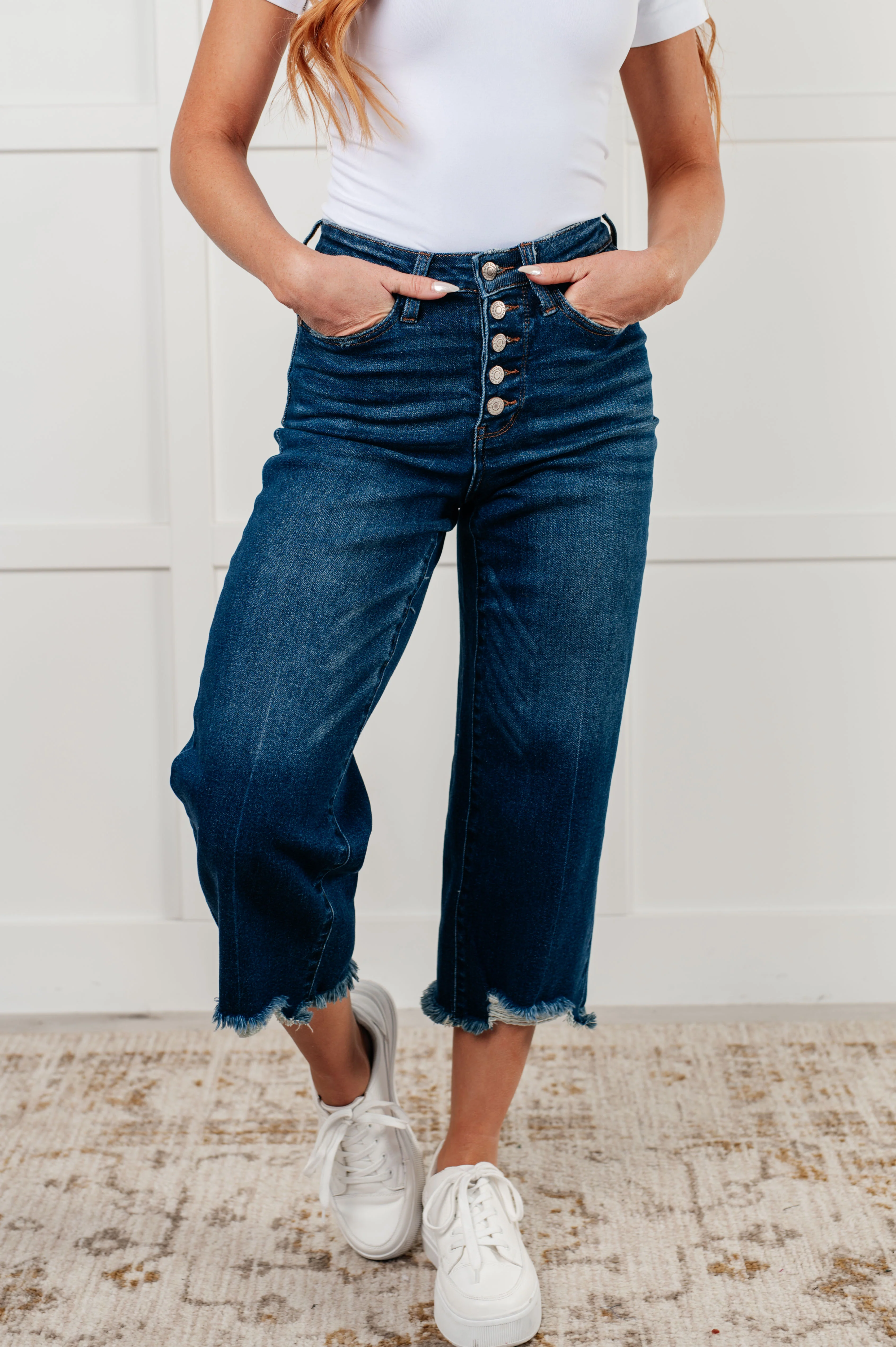 Janice High Rise Button Fly Wide Leg Crop Jeans - 12/4/2024 - Image 3