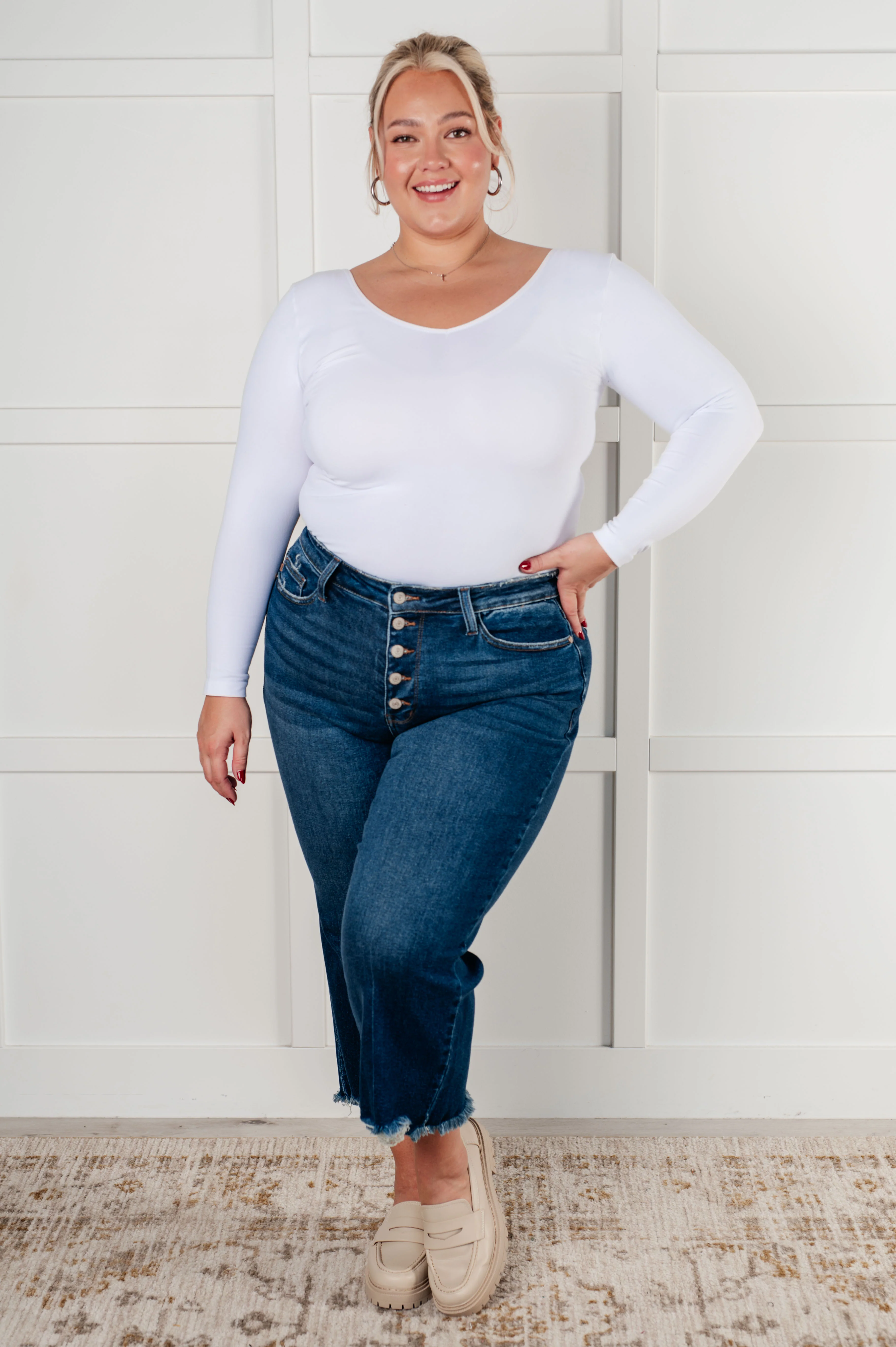 Janice High Rise Button Fly Wide Leg Crop Jeans - 12/4/2024 - Image 4