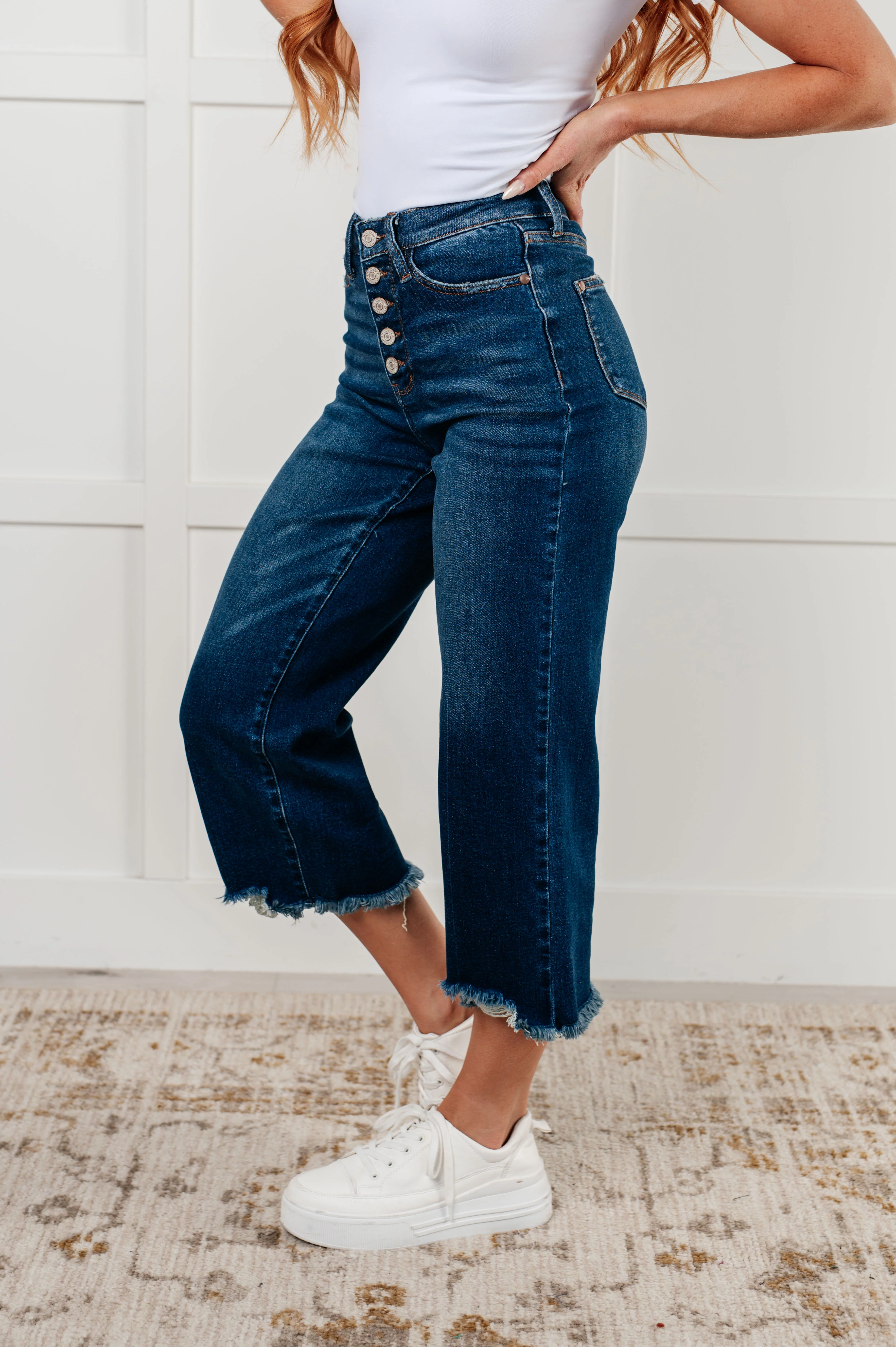Janice High Rise Button Fly Wide Leg Crop Jeans - 12/4/2024 - Image 6
