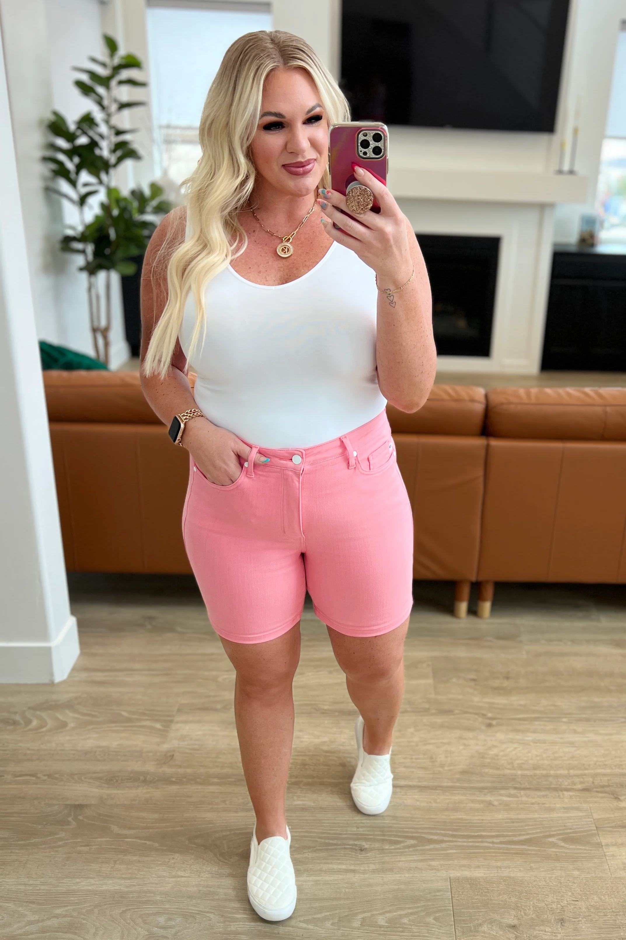 Jenna High Rise Control Top Cuffed Shorts in Pink - 2/21/2024 - Image 13