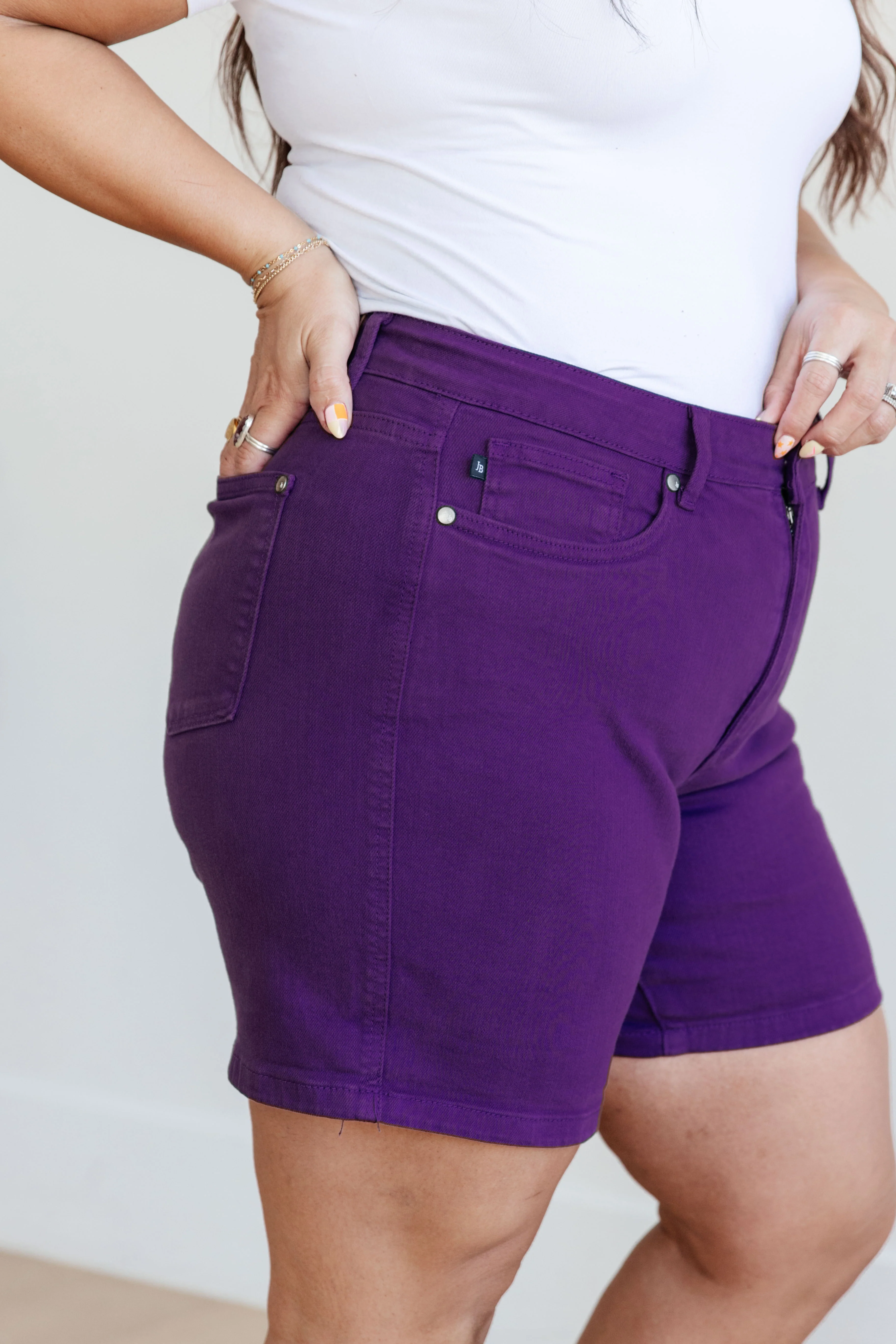 Jenna High Rise Control Top Cuffed Shorts in Purple - 2/21/2024 - Image 5