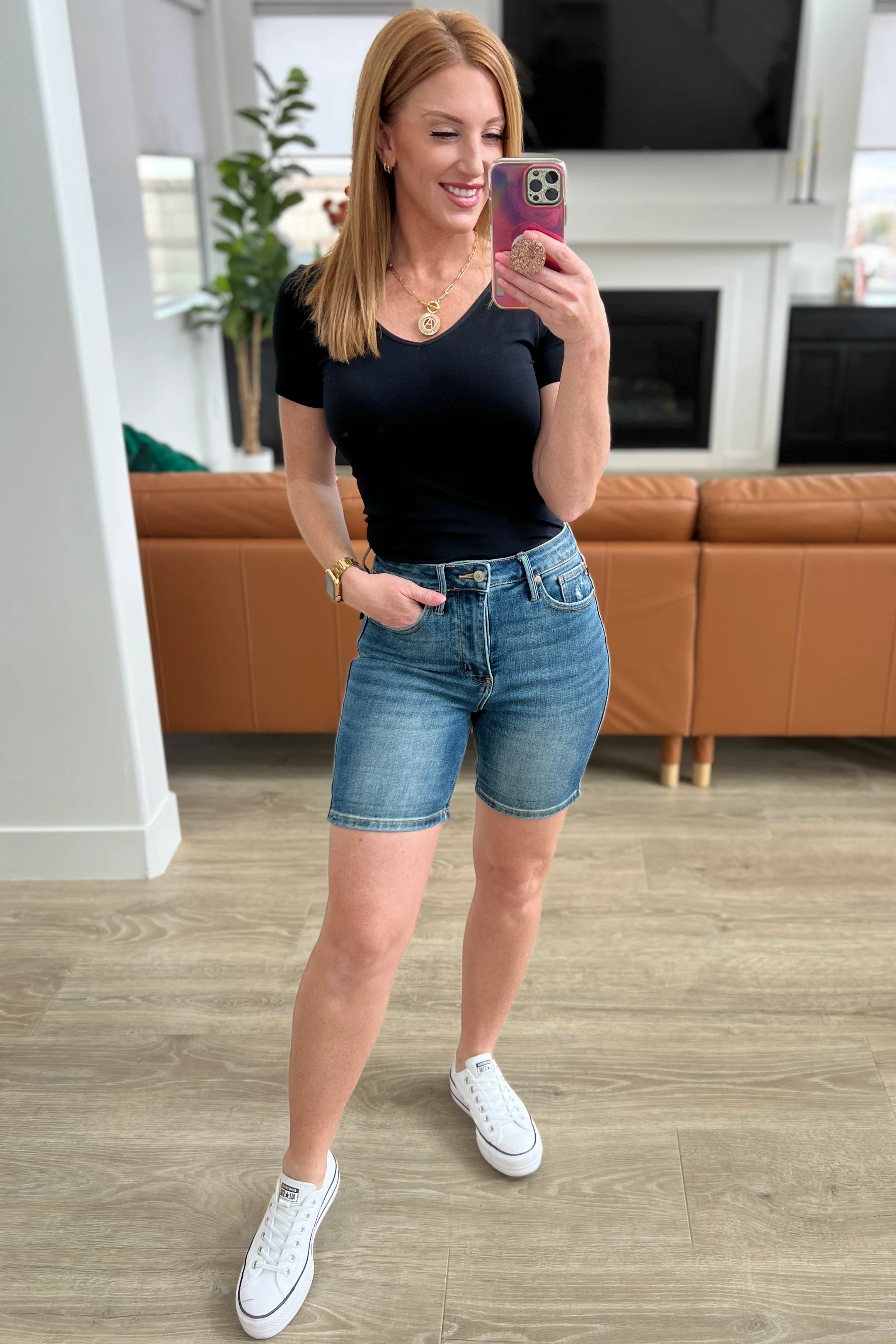 Jessica High Rise Control Top Vintage Wash Cuffed Shorts - 1/17/2024 - Image 14