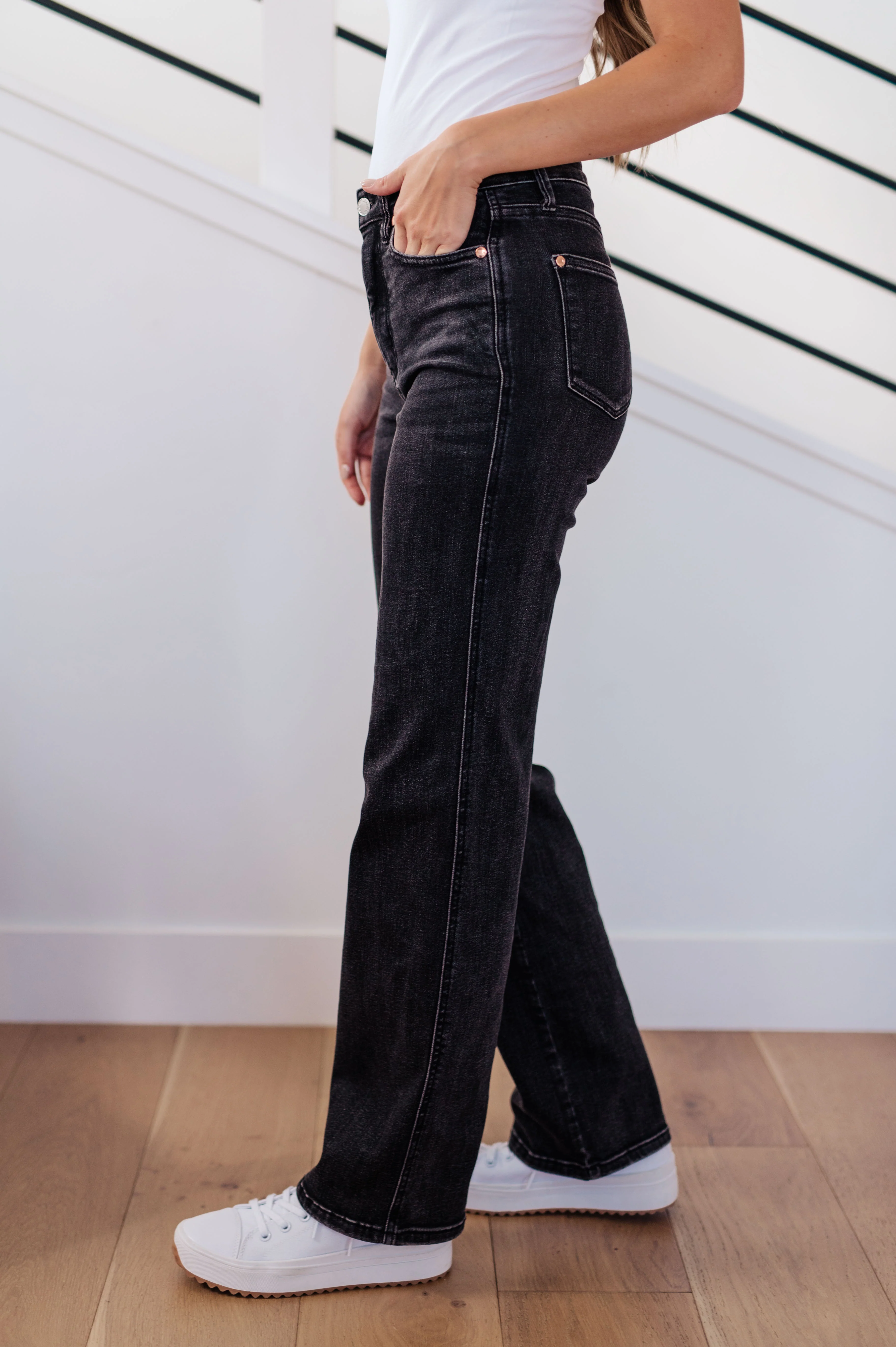 Joan High Rise Control Top Straight Jeans in Washed Black - 9/27/2023 - Image 6