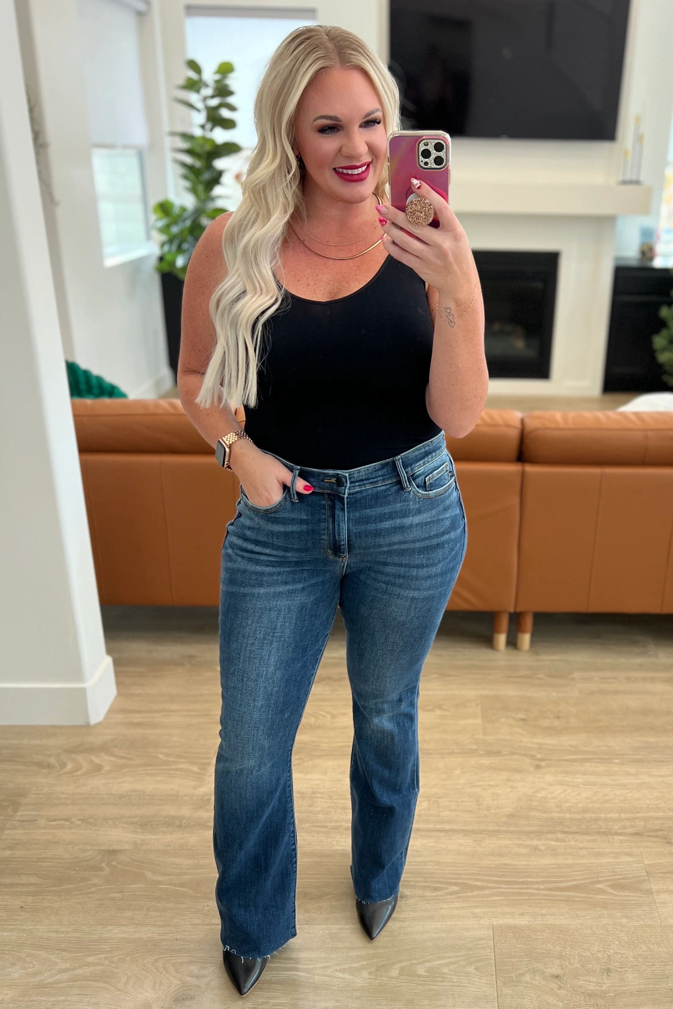 Josephine Mid Rise Raw Hem Bootcut Jeans - 6/21/2023 EVERGREEN - Image 14