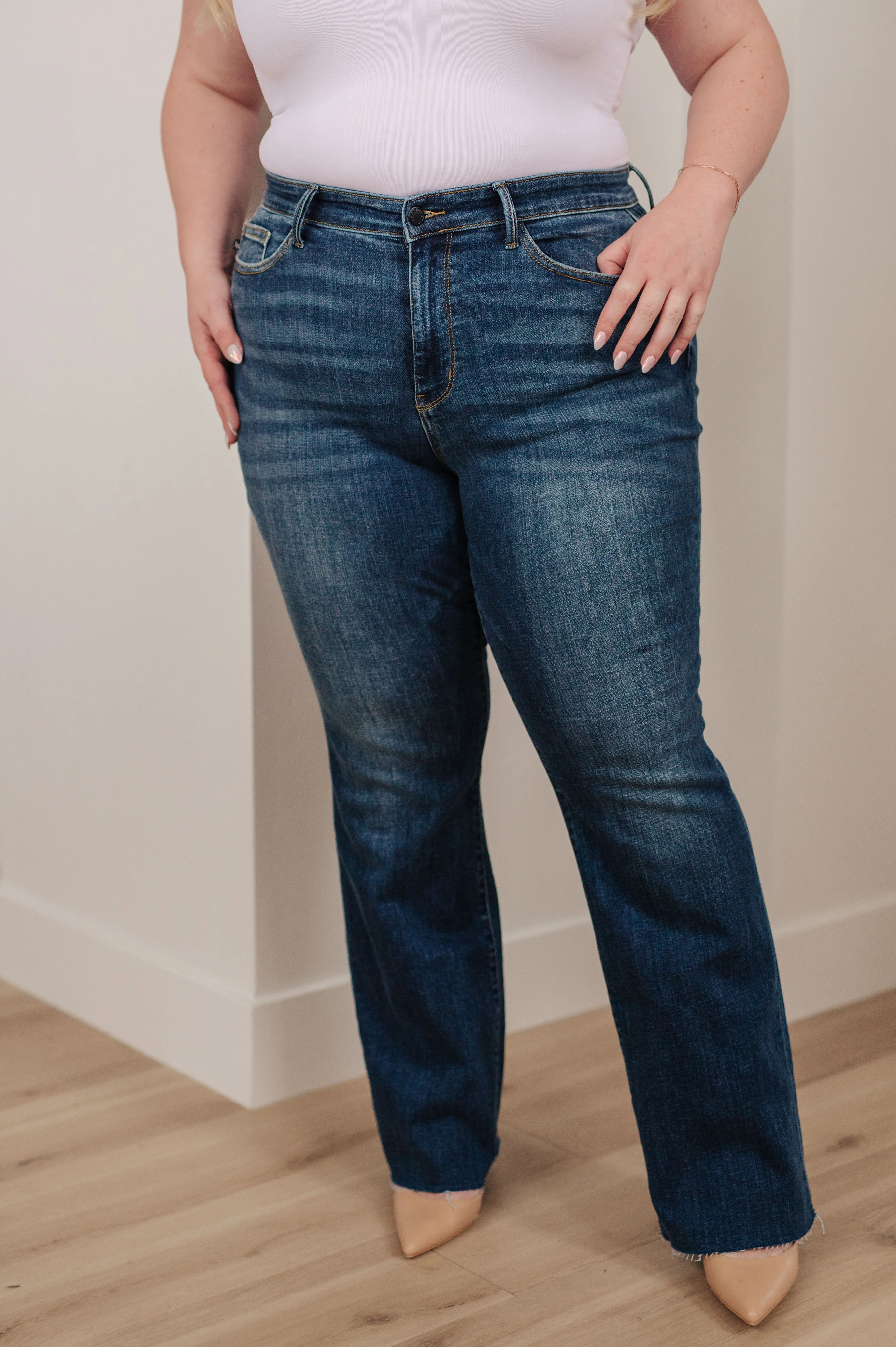 Josephine Mid Rise Raw Hem Bootcut Jeans - 6/21/2023 EVERGREEN - Image 3