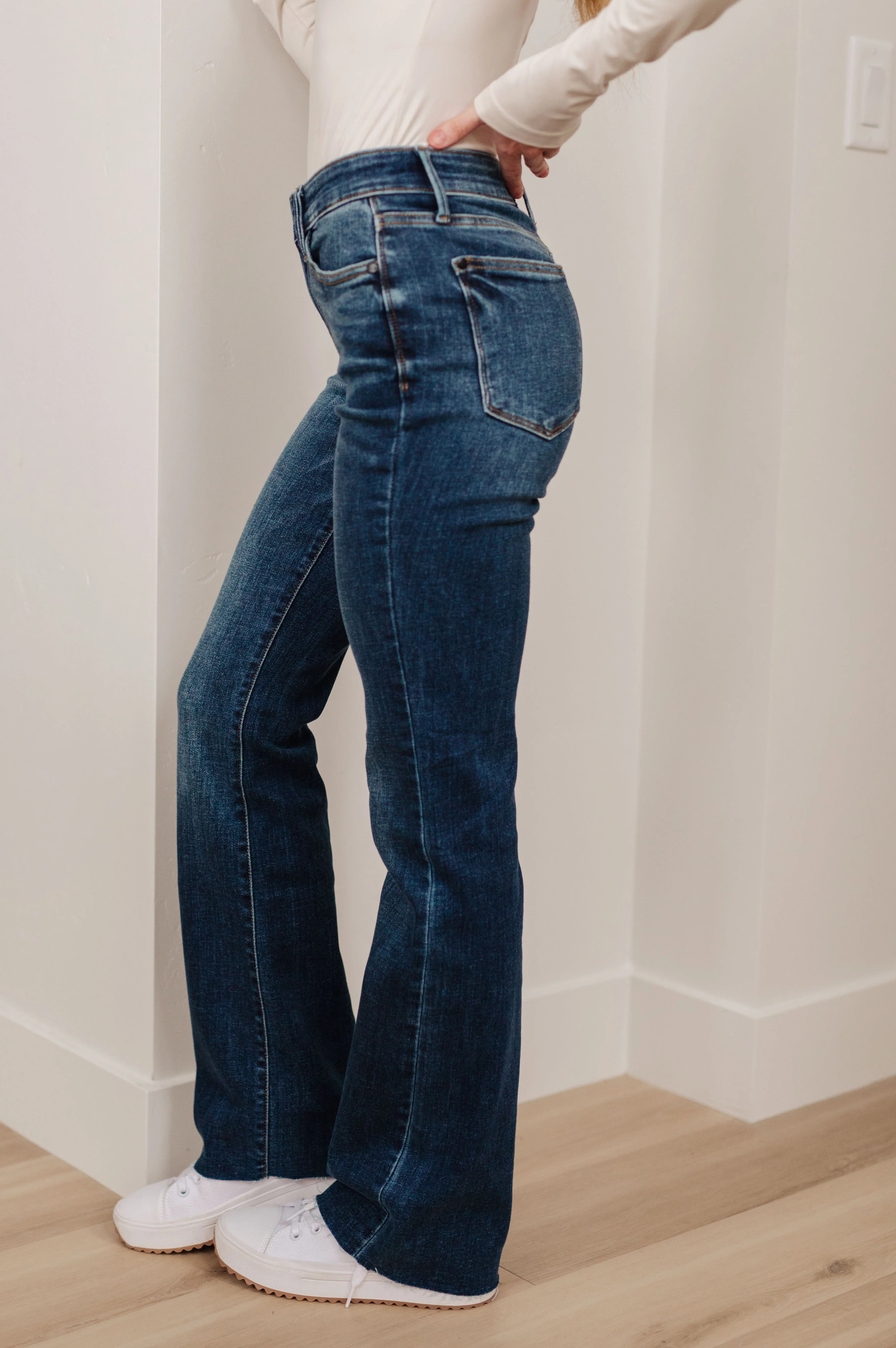 Josephine Mid Rise Raw Hem Bootcut Jeans - 6/21/2023 EVERGREEN - Image 7