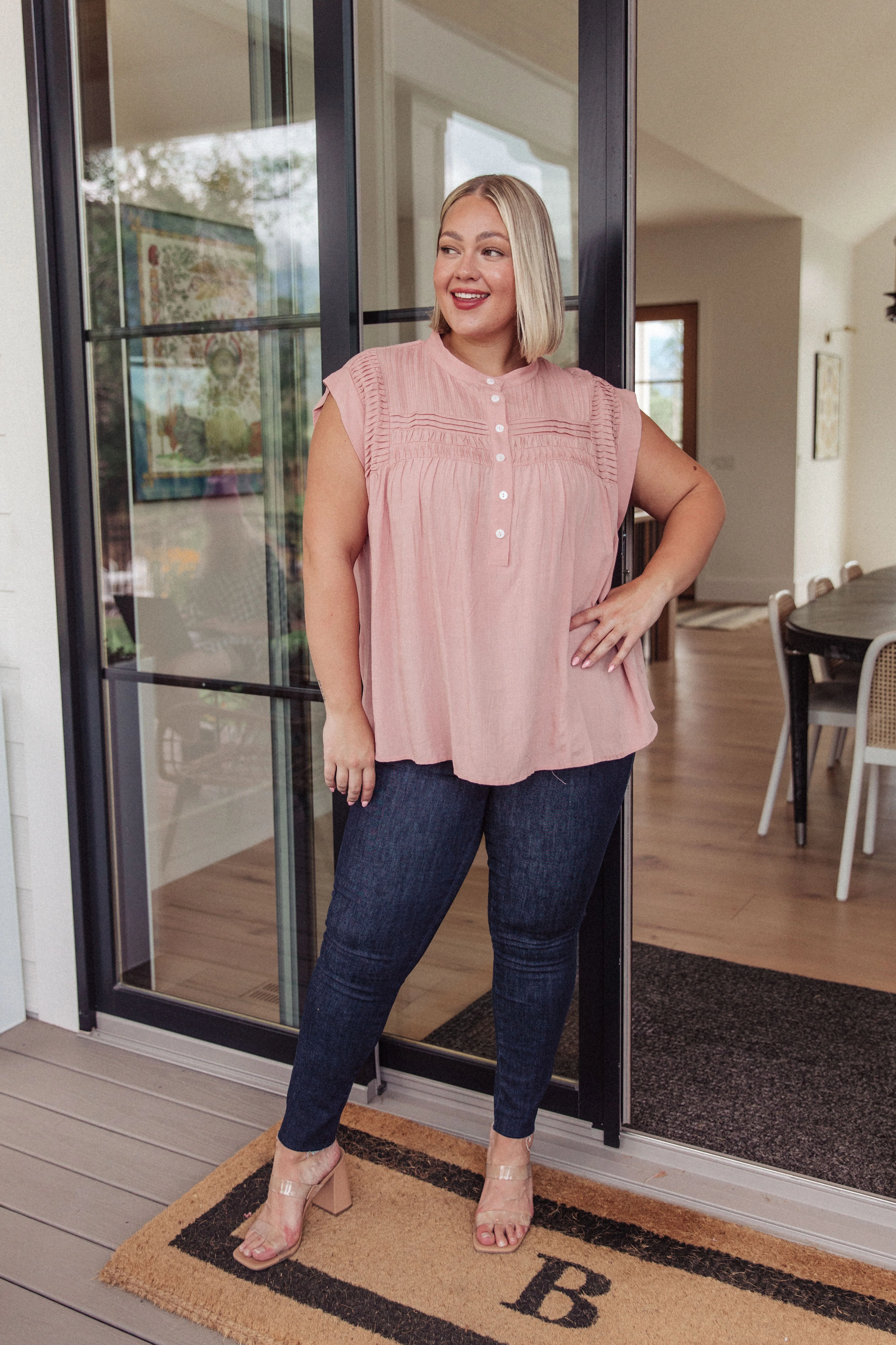 Pleat Detail Button Up Blouse in Pink - 4/24/2024 - Image 7