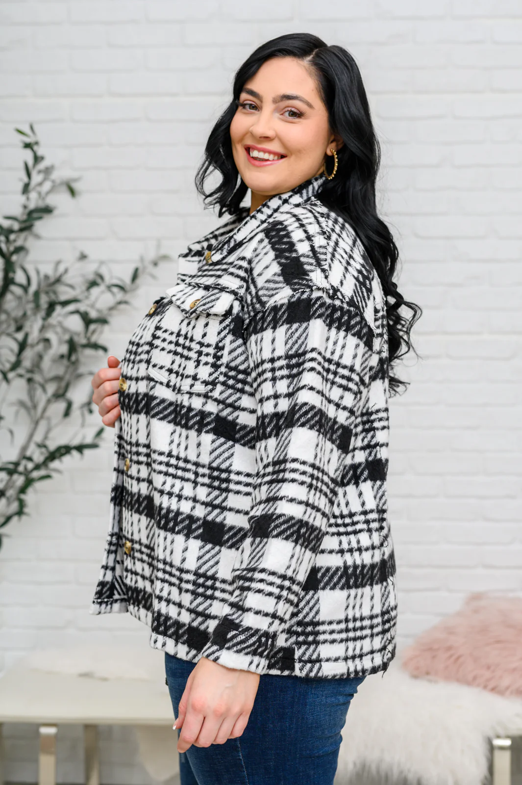 Kate Plaid Jacket in Black & White - 1/10/23 - Image 12