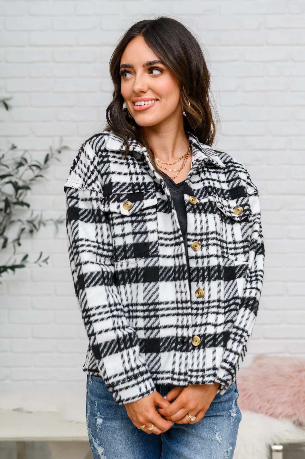 Kate Plaid Jacket in Black & White - 1/10/23 - Image 17