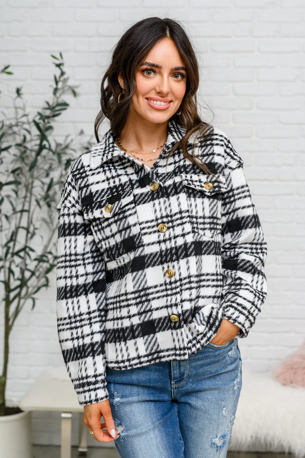 Kate Plaid Jacket in Black & White - 1/10/23 - Image 20