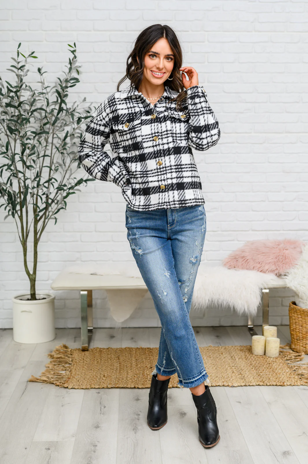 Kate Plaid Jacket in Black & White - 1/10/23 - Image 22