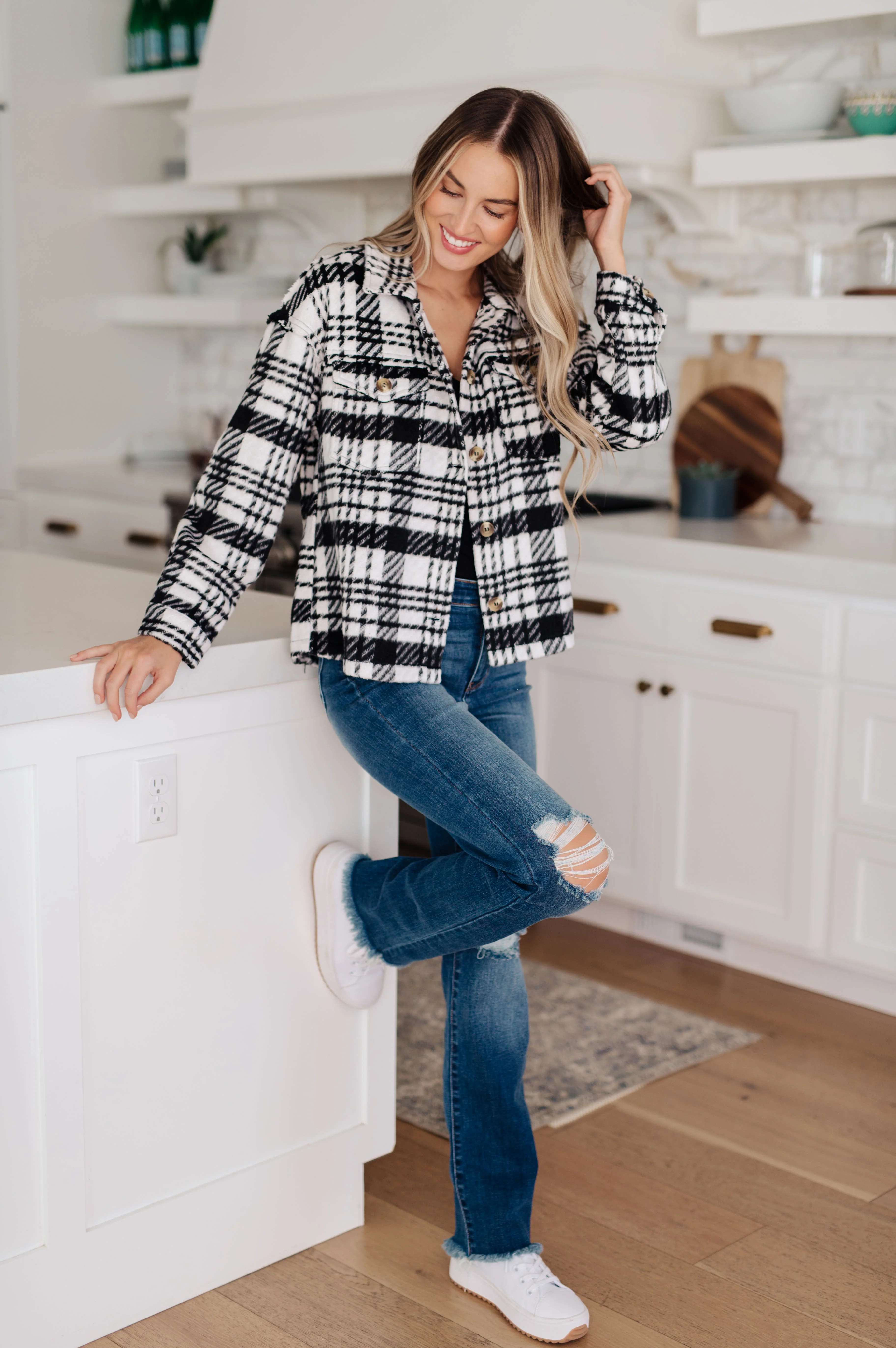 Kate Plaid Jacket in Black & White - 1/10/23 - Image 4