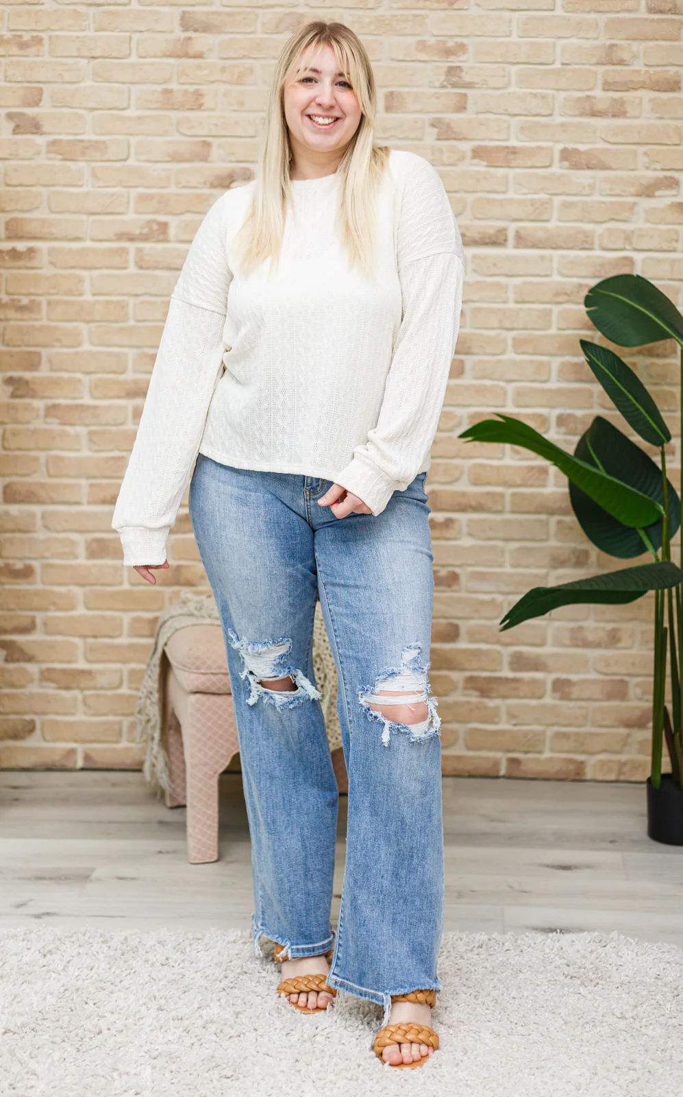 Keep Me Here Knit Sweater in Cream - 2/7/2023