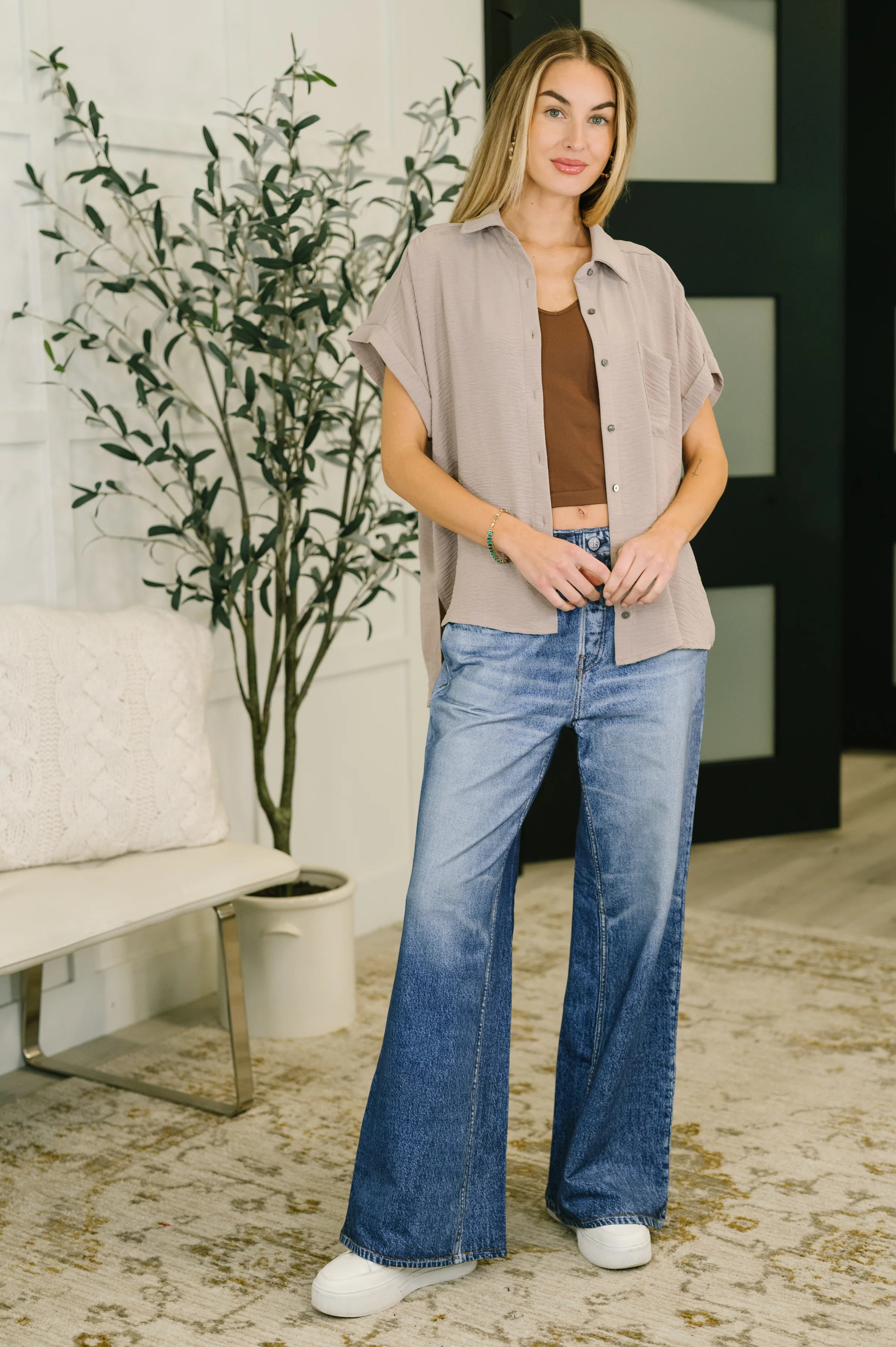 Keep Up Collared Button Down in Ash Mocha - 7/6/2026 - Image 3