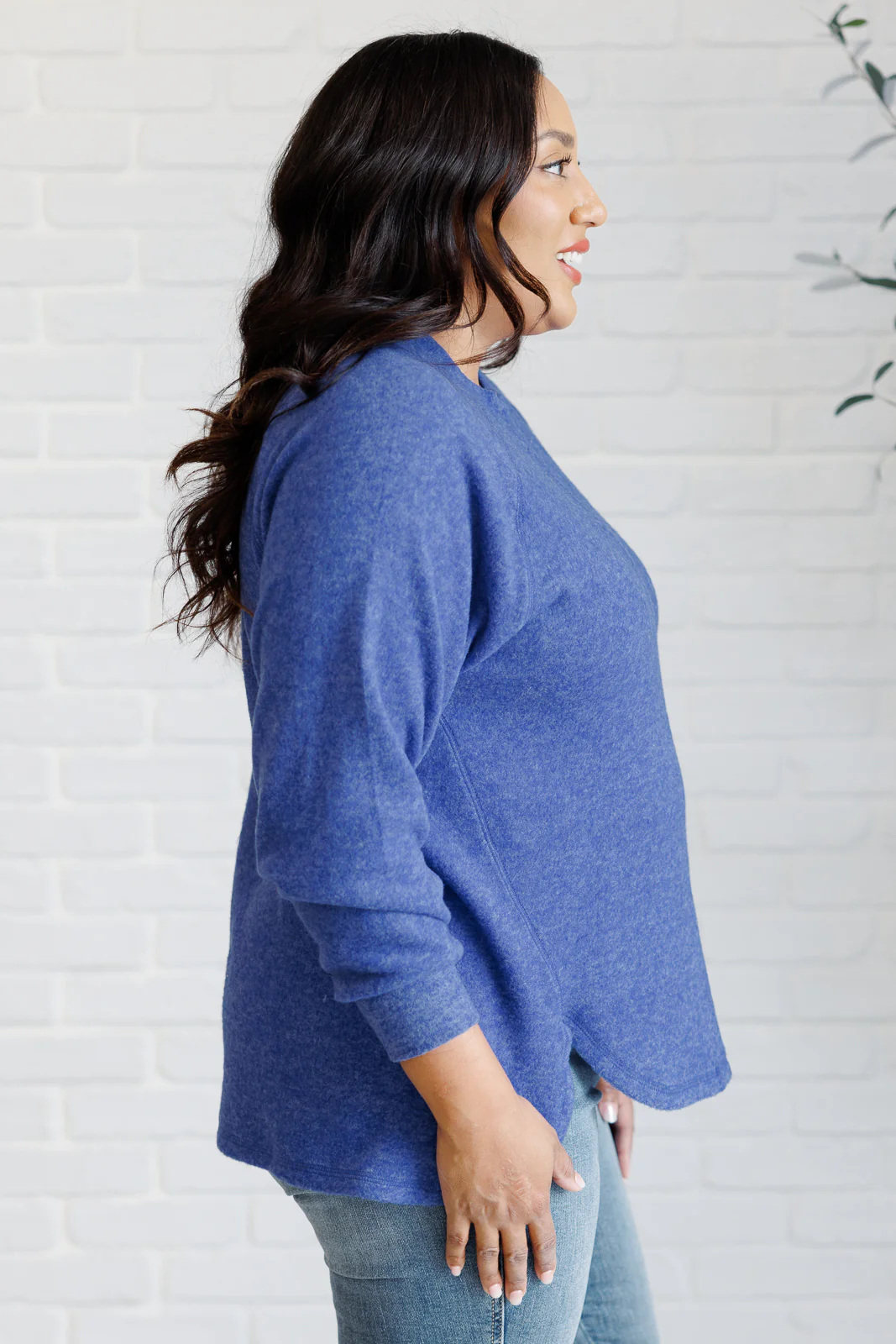 Keeping it Real Brushed Melange Hacci Long Sleeve Tee in Bright Blue - 11/20/2024 - Image 6