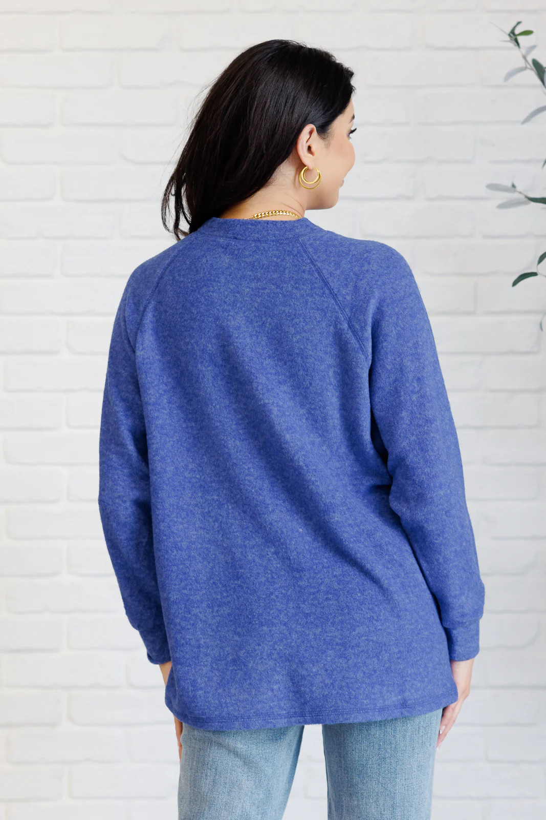Keeping it Real Brushed Melange Hacci Long Sleeve Tee in Bright Blue - 11/20/2024 - Image 9