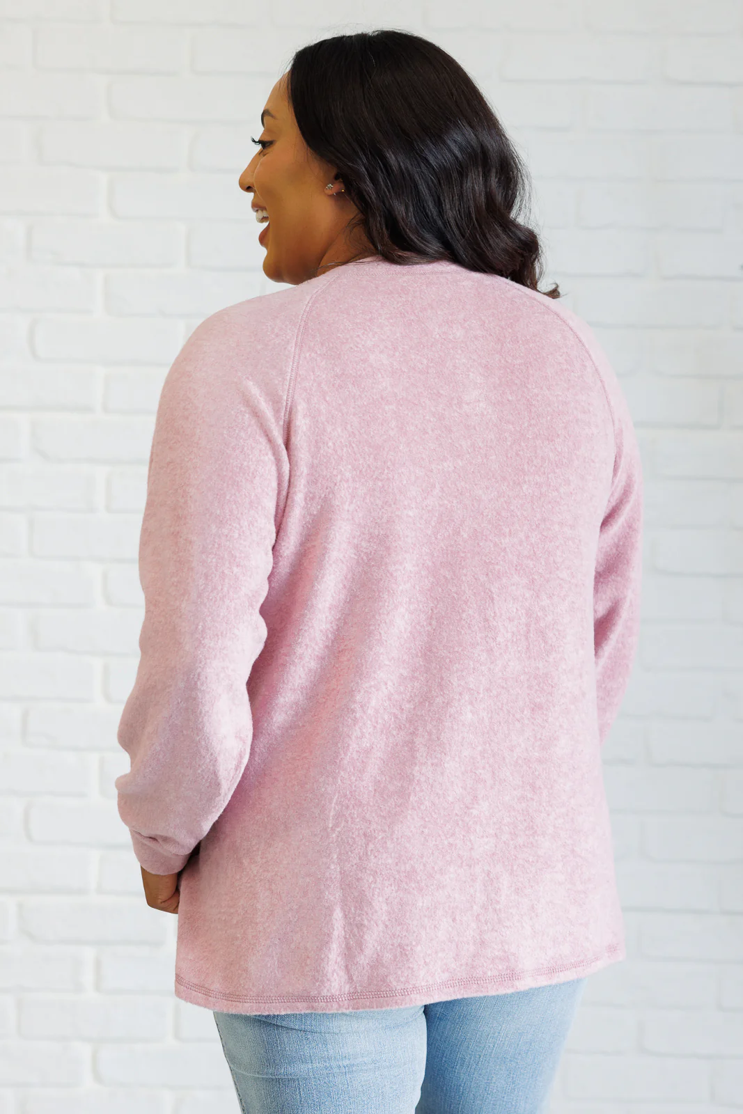 Keeping it Real Brushed Melange Hacci Long Sleeve Tee in Light Rose - 11/20/2024 - Image 9