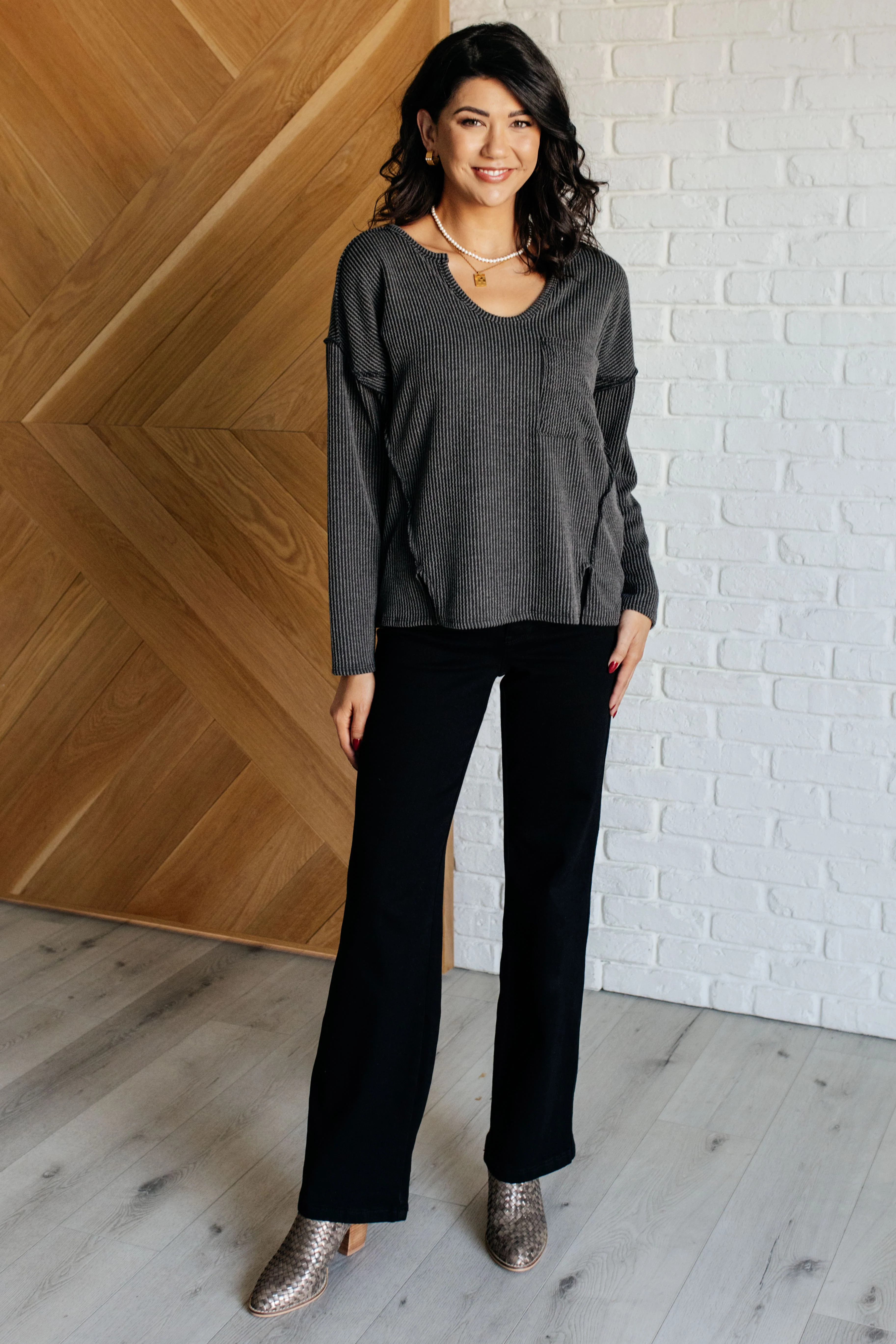 Kinda Sorta Ribbed Top in Charcoal - 10/15/2024 - Image 3