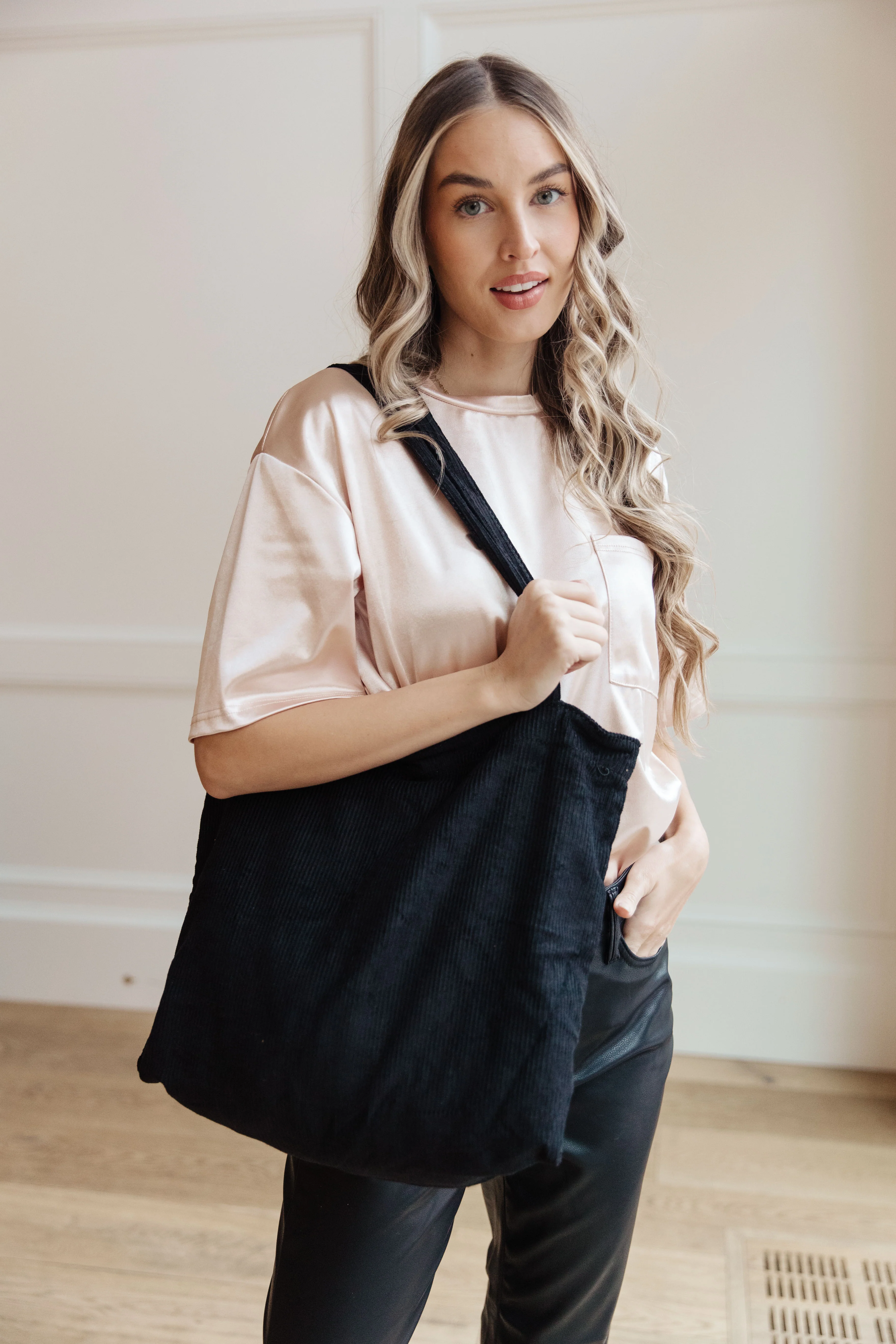 Last Minute Corduroy Tote in Black - 9/24/2024 - Image 3