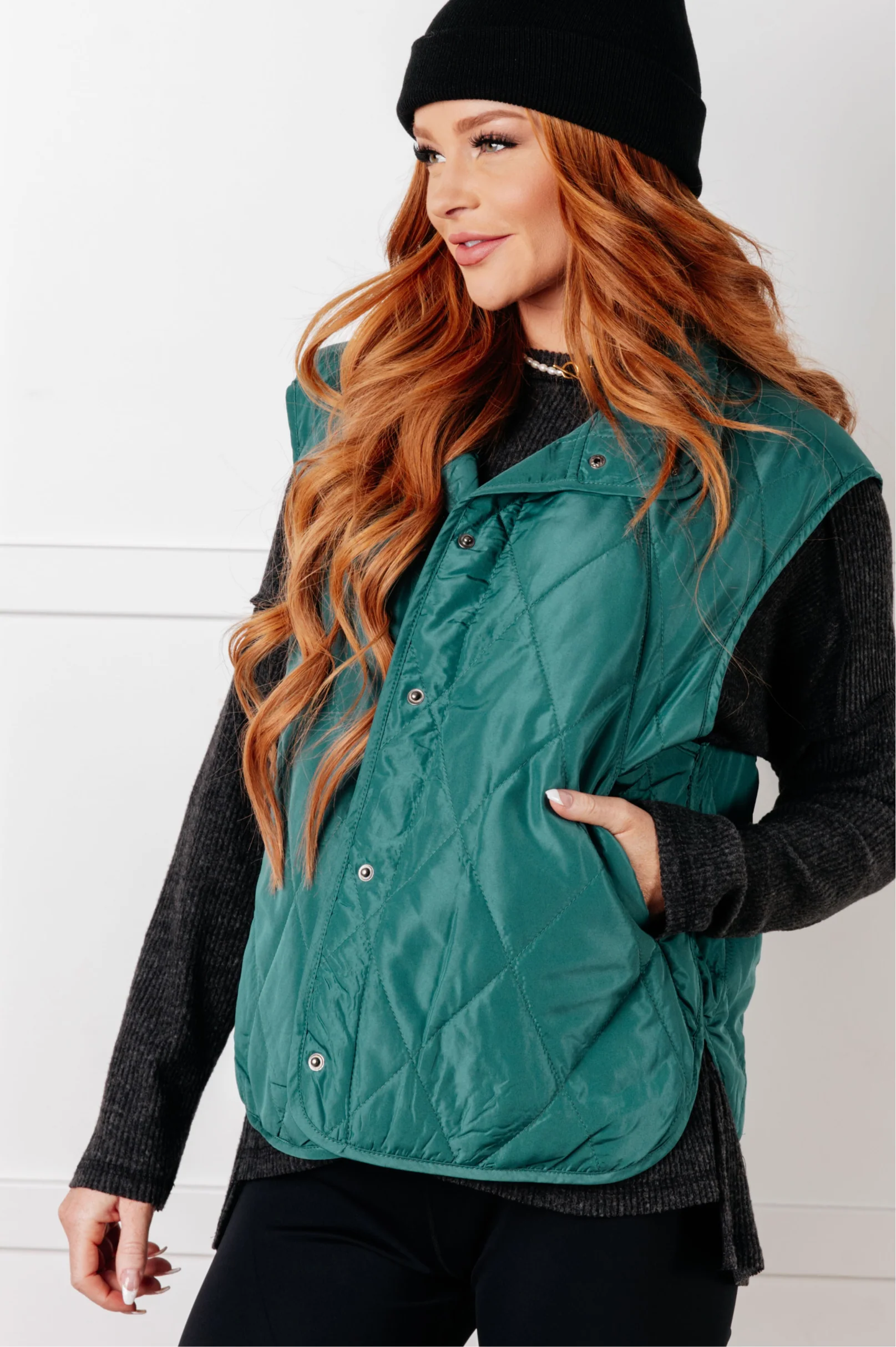 Layering Queen Quilted Puffer Vest in Hunter Green - 11/13/2025