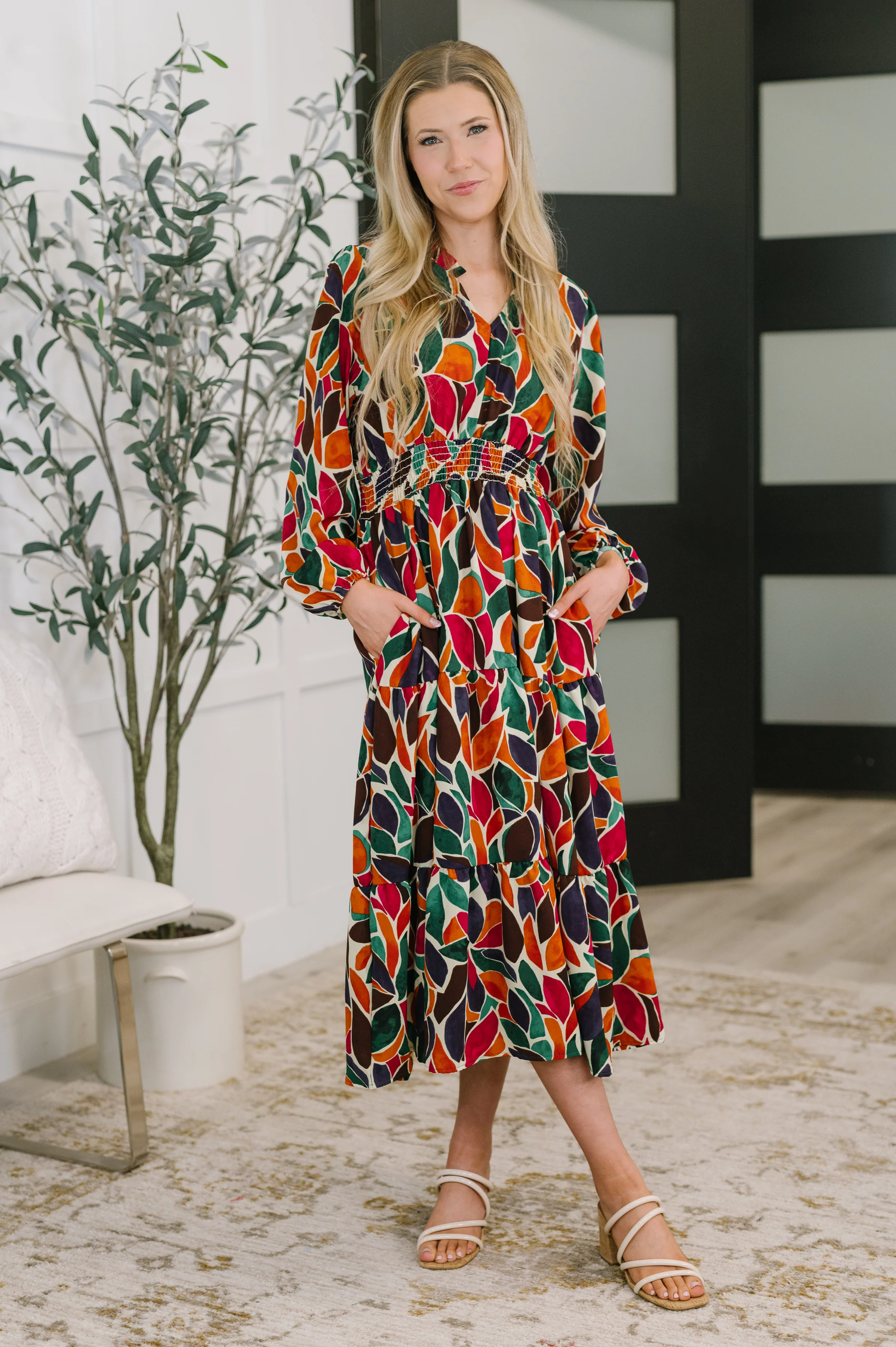 Leafing it All Behind Long Sleeve Tiered Dress - 11/18/2025 NEW - Image 4
