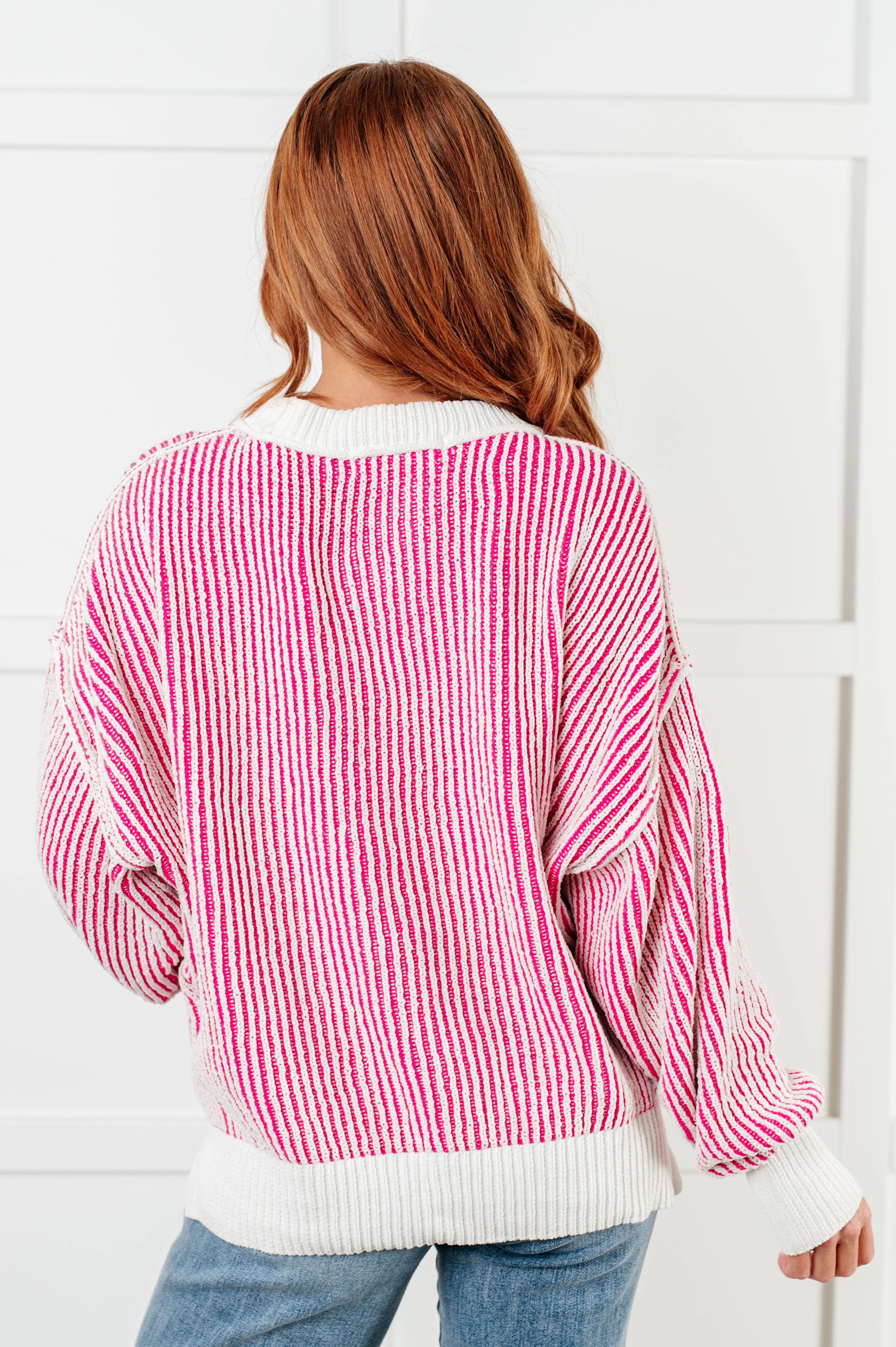 Least High Maintenance Contrast Trim Sweater in Pink - 12/17/2024 - Image 12