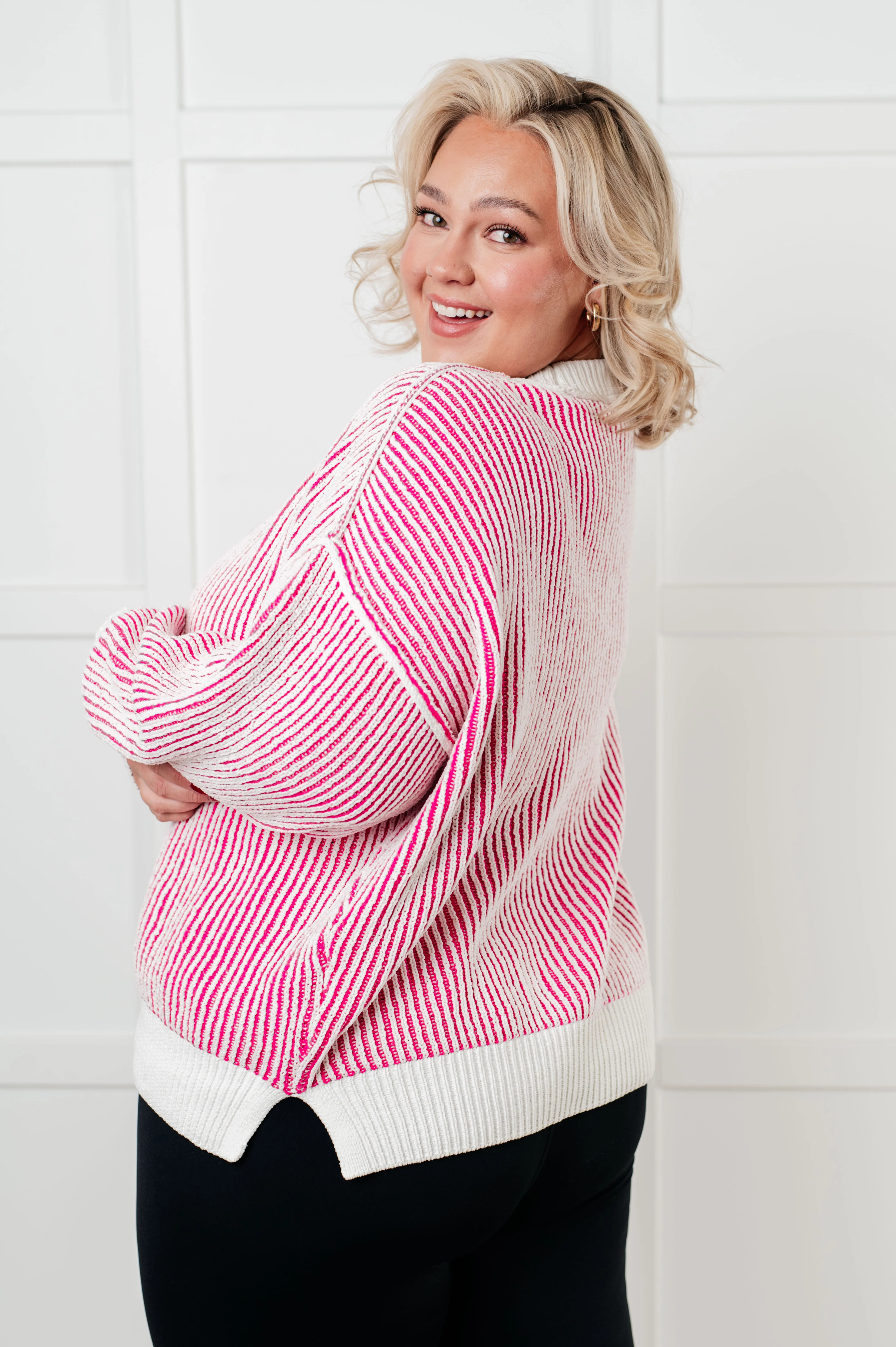 Least High Maintenance Contrast Trim Sweater in Pink - 12/17/2024 - Image 9
