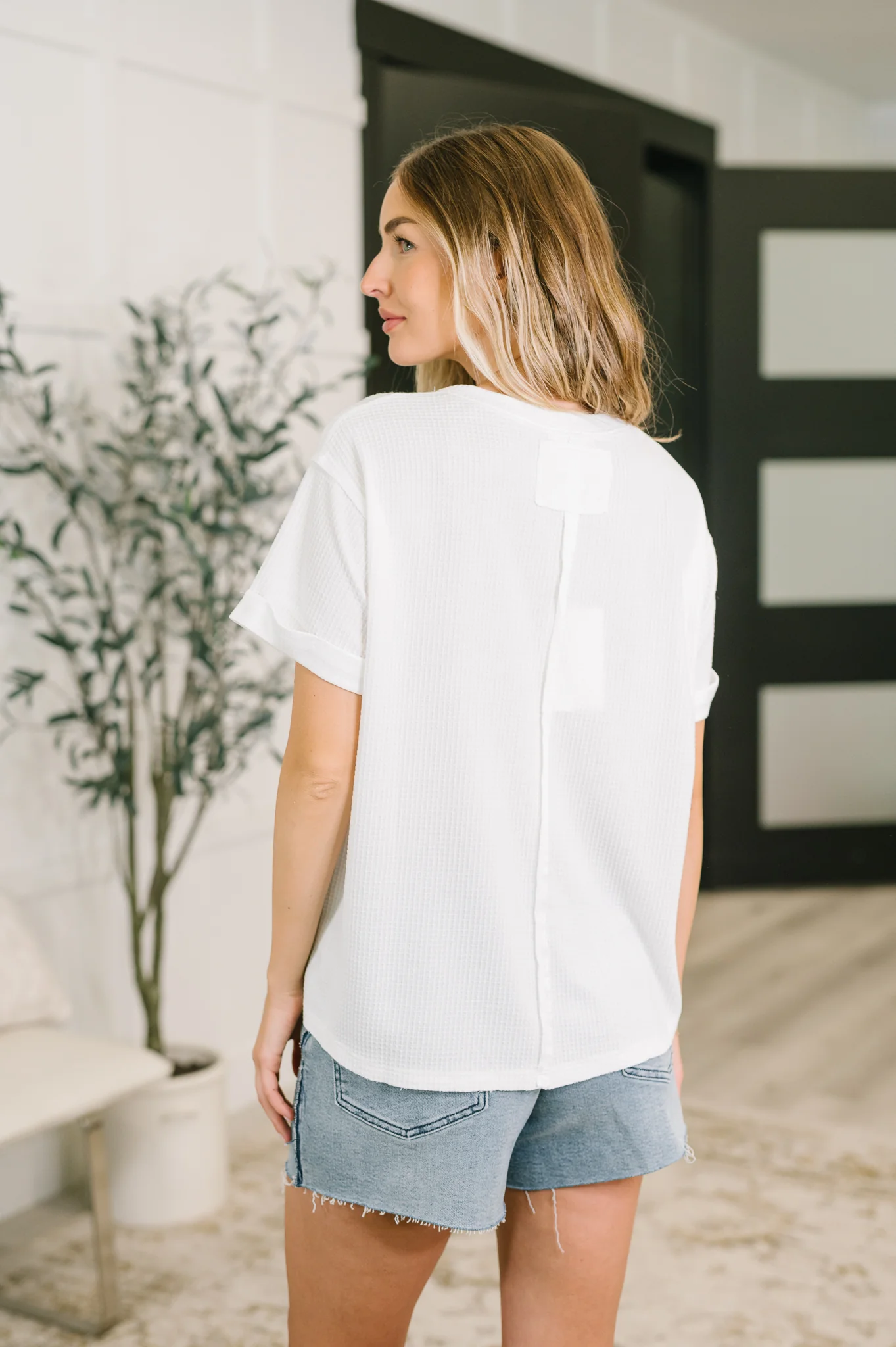 Leave It to Me Waffle Knit Relaxed Tee in Ivory - 6/30/2026 NEW - Image 5