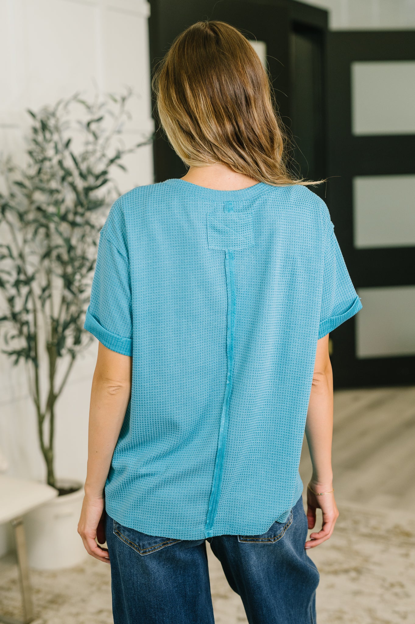 Leave It to Me Waffle Knit Relaxed Tee in Teal - 6/30/2026 NEW - Image 6