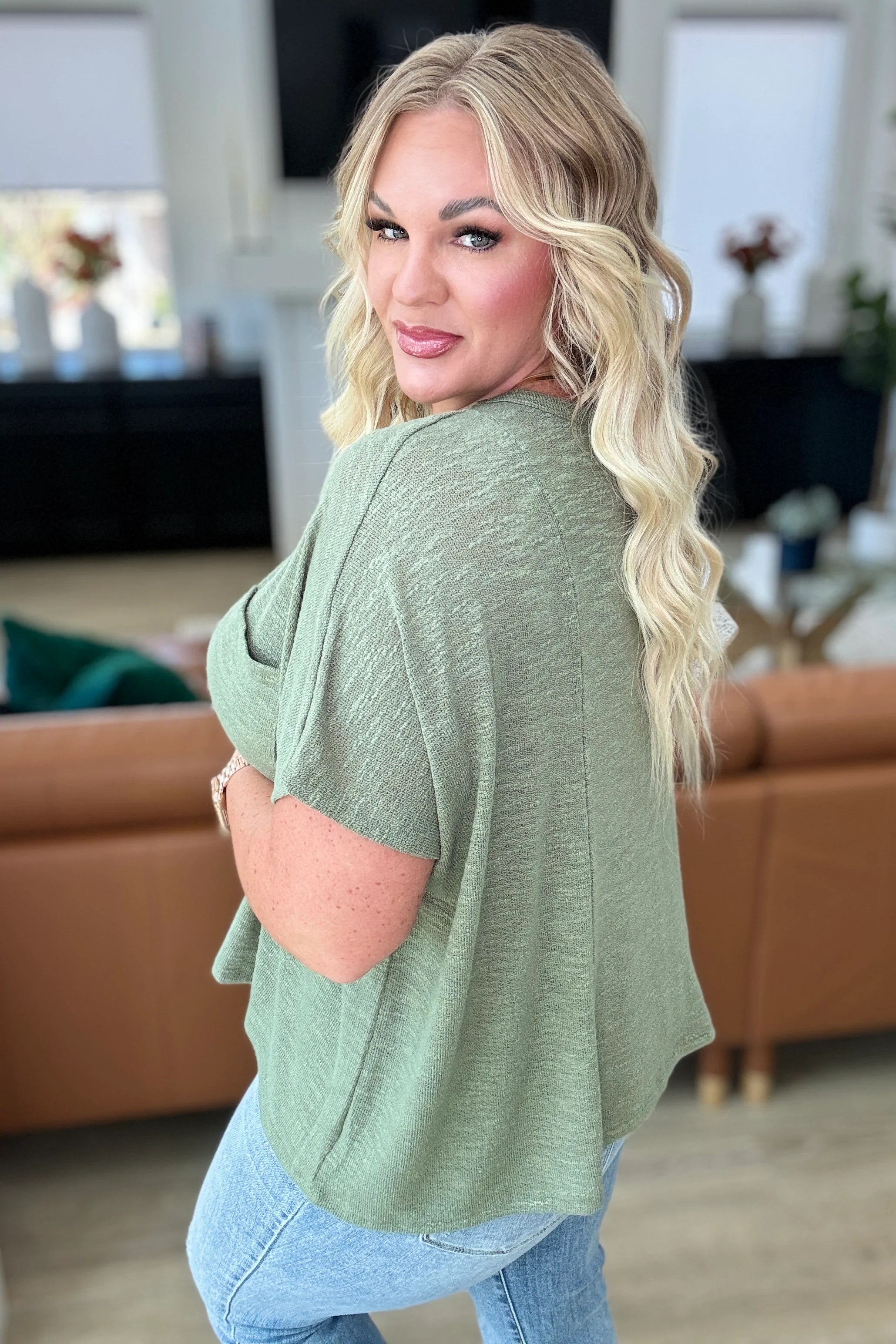 Let Light be Light Drop Shoulder Oversized Tee in Light Olive - 8/28/2024 - Image 4